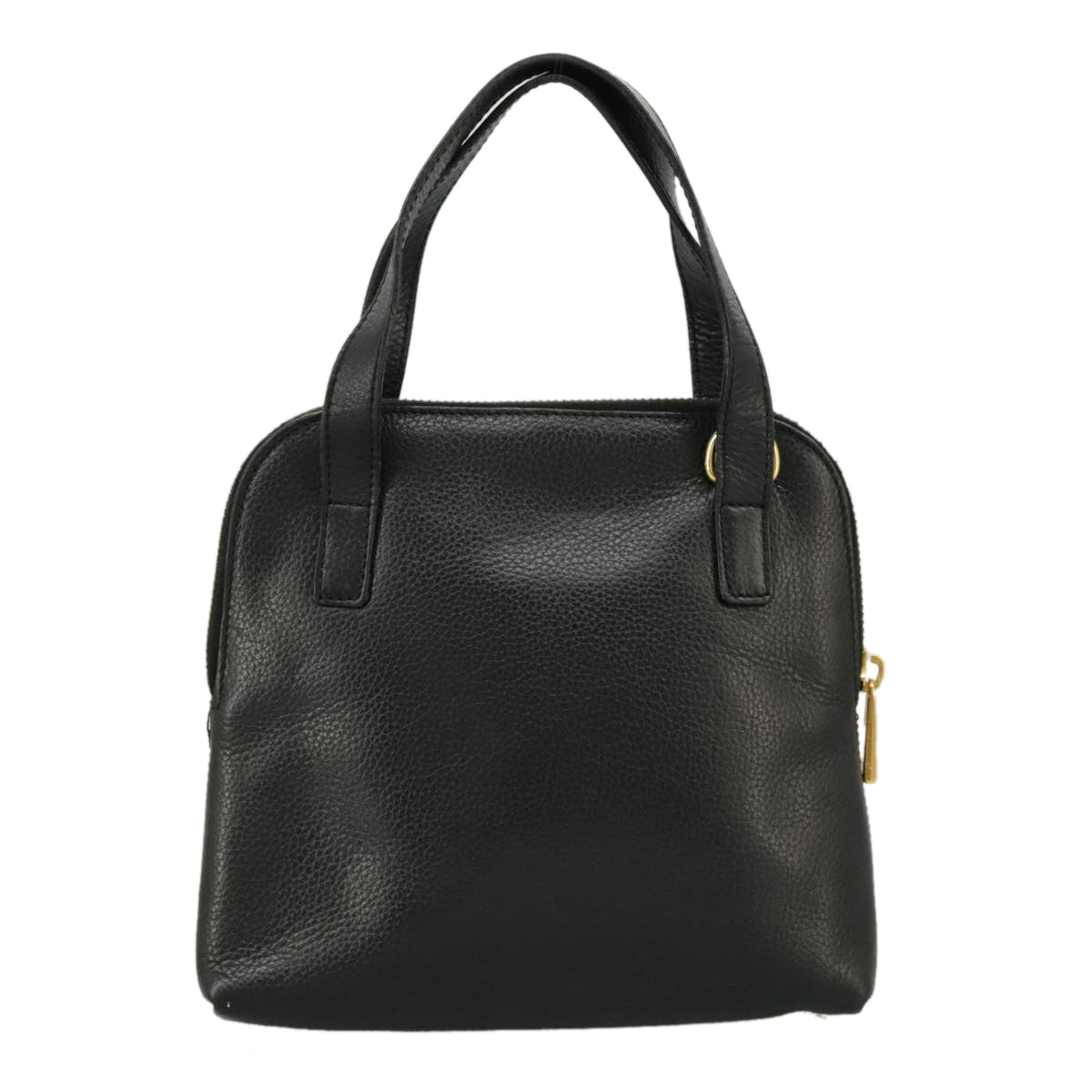 CELINE Hand Bag Leather 2way Black Gold Auth 92168