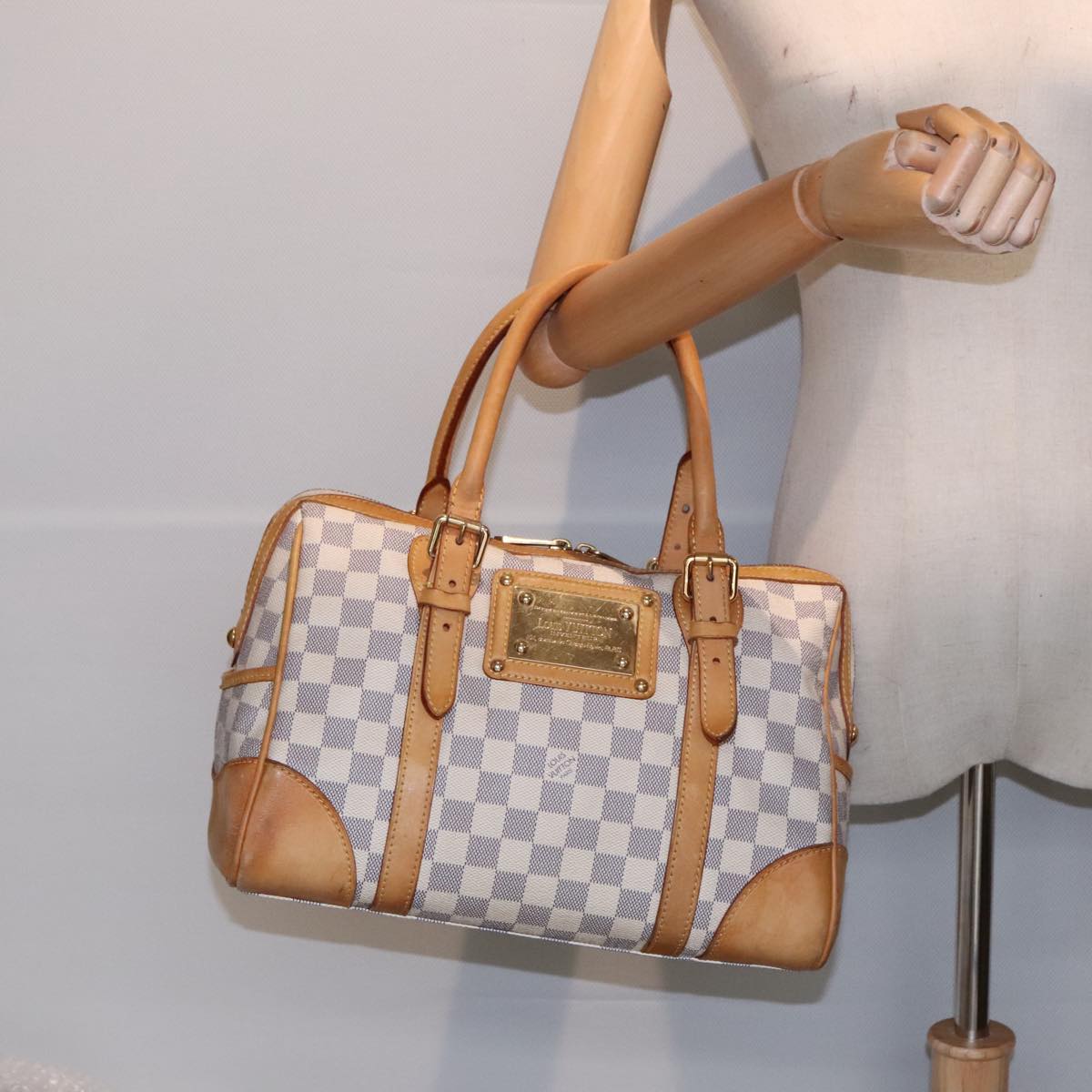 LOUIS VUITTON Damier Azur Berkeley Hand Bag N52001 LV Auth 92202