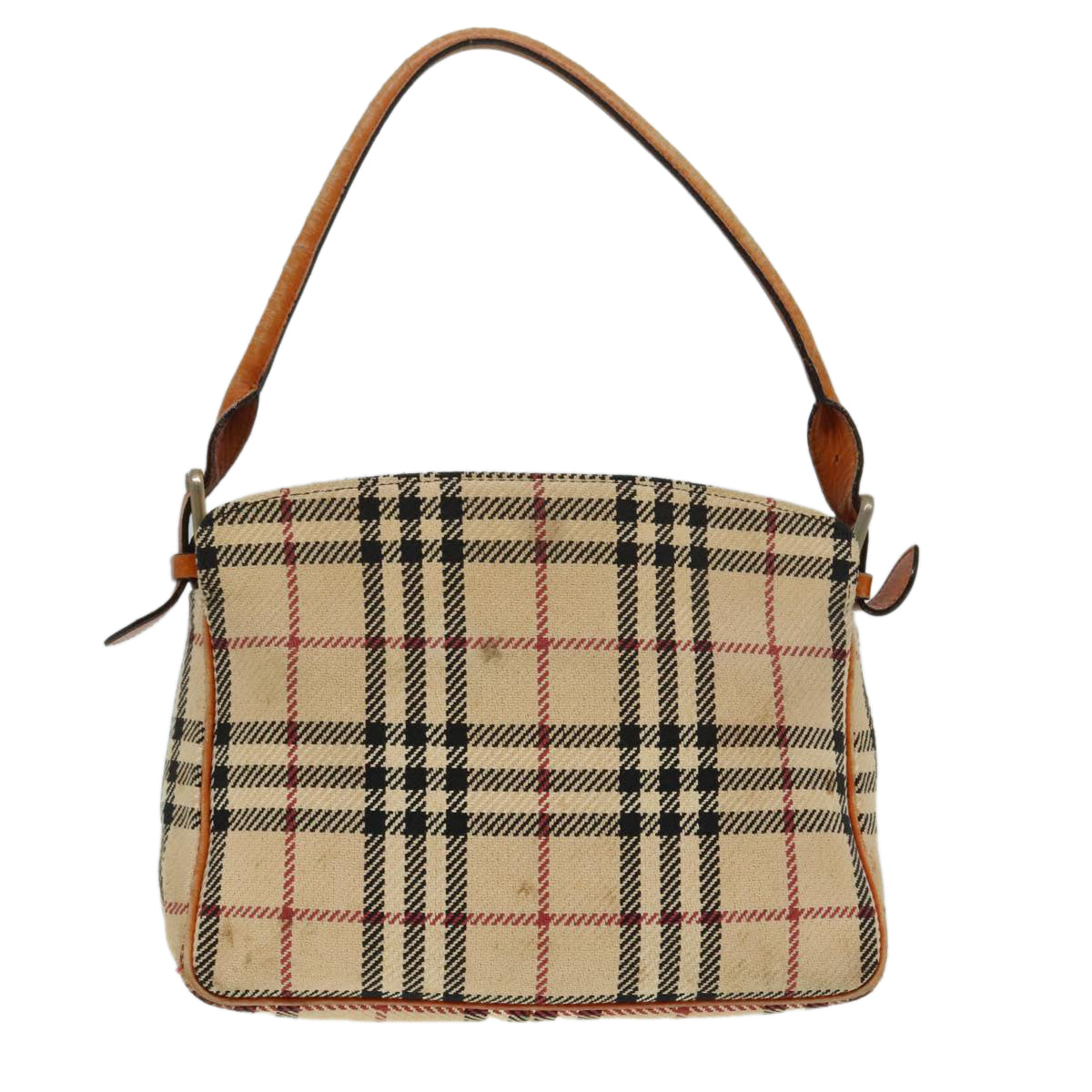 BURBERRY Nova Check Hand Bag Wool Beige Gold Auth 92232