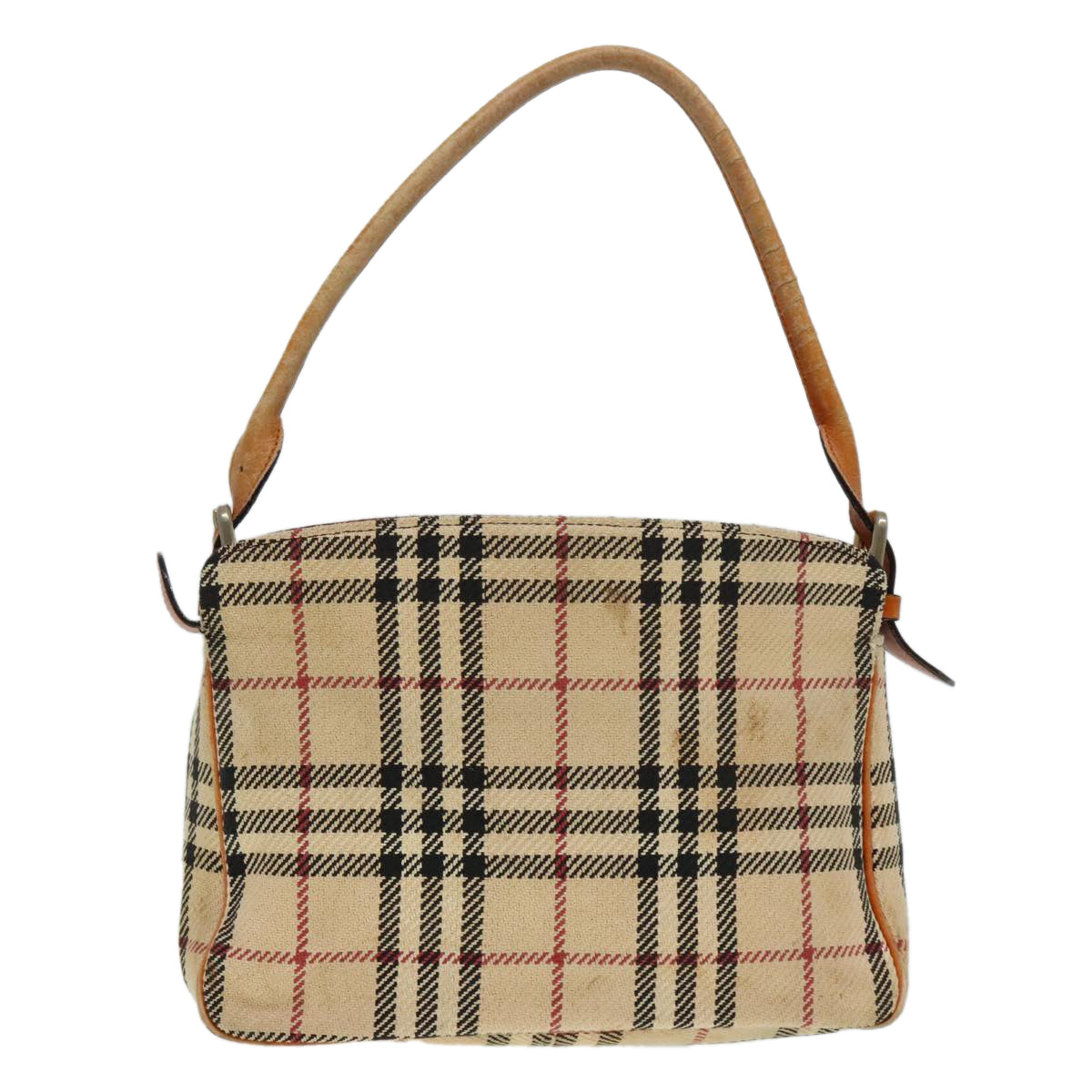 BURBERRY Nova Check Hand Bag Wool Beige Gold Auth 92232