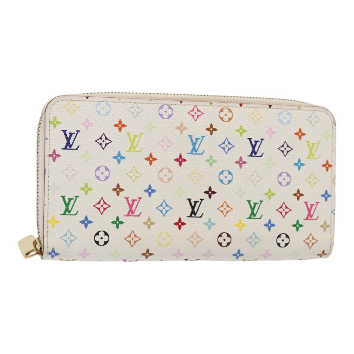 LOUIS VUITTON Monogram Multicolor Zippy Wallet White M60241 LV Auth 92281