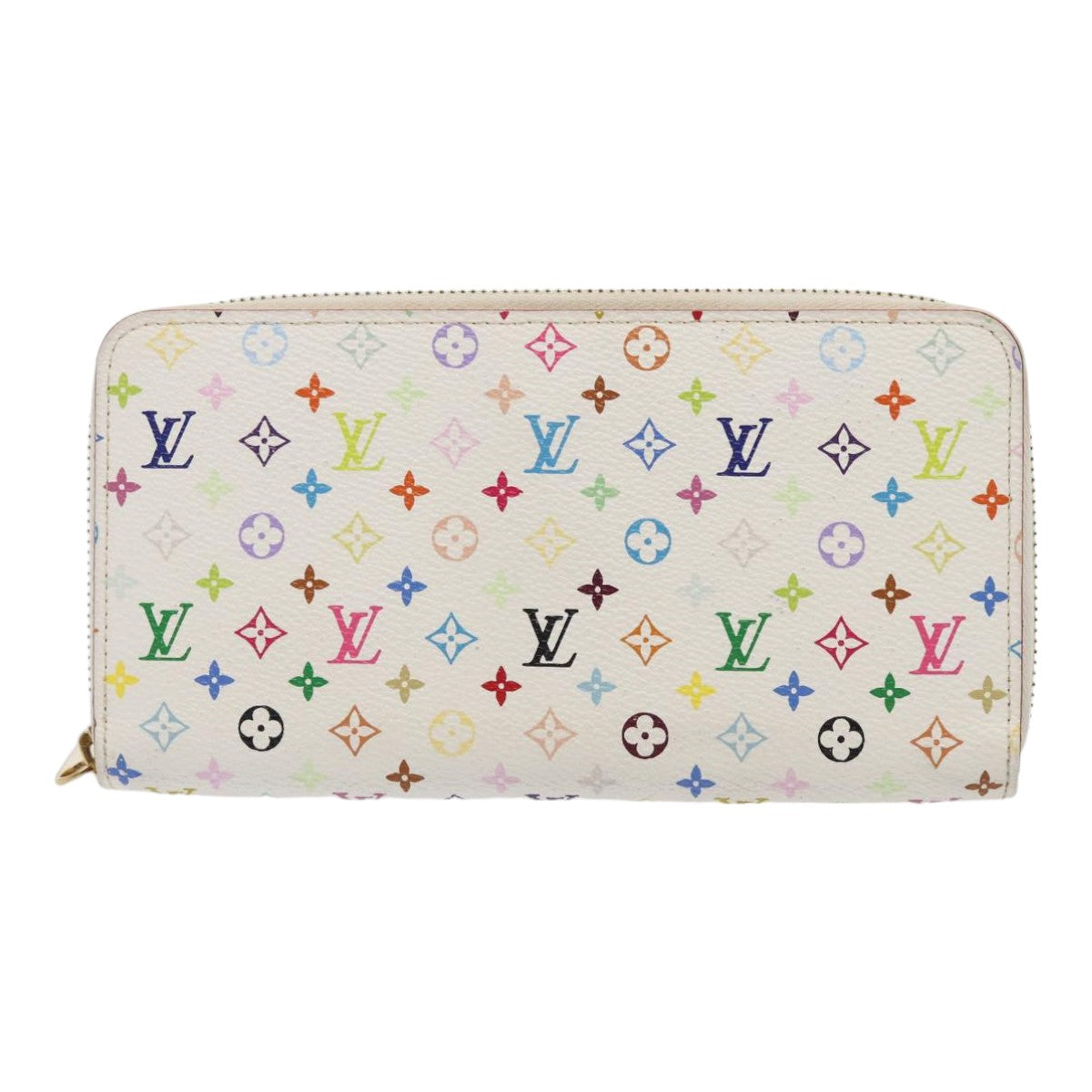 LOUIS VUITTON Monogram Multicolor Zippy Wallet White M60241 LV Auth 92281