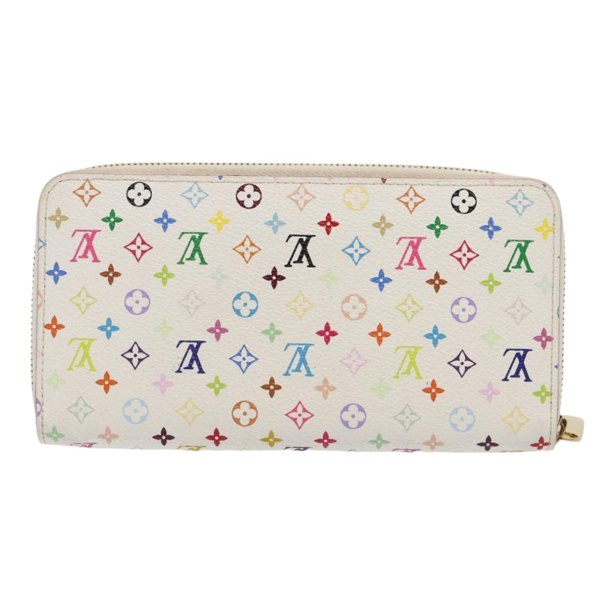 LOUIS VUITTON Monogram Multicolor Zippy Wallet White M60241 LV Auth 92281