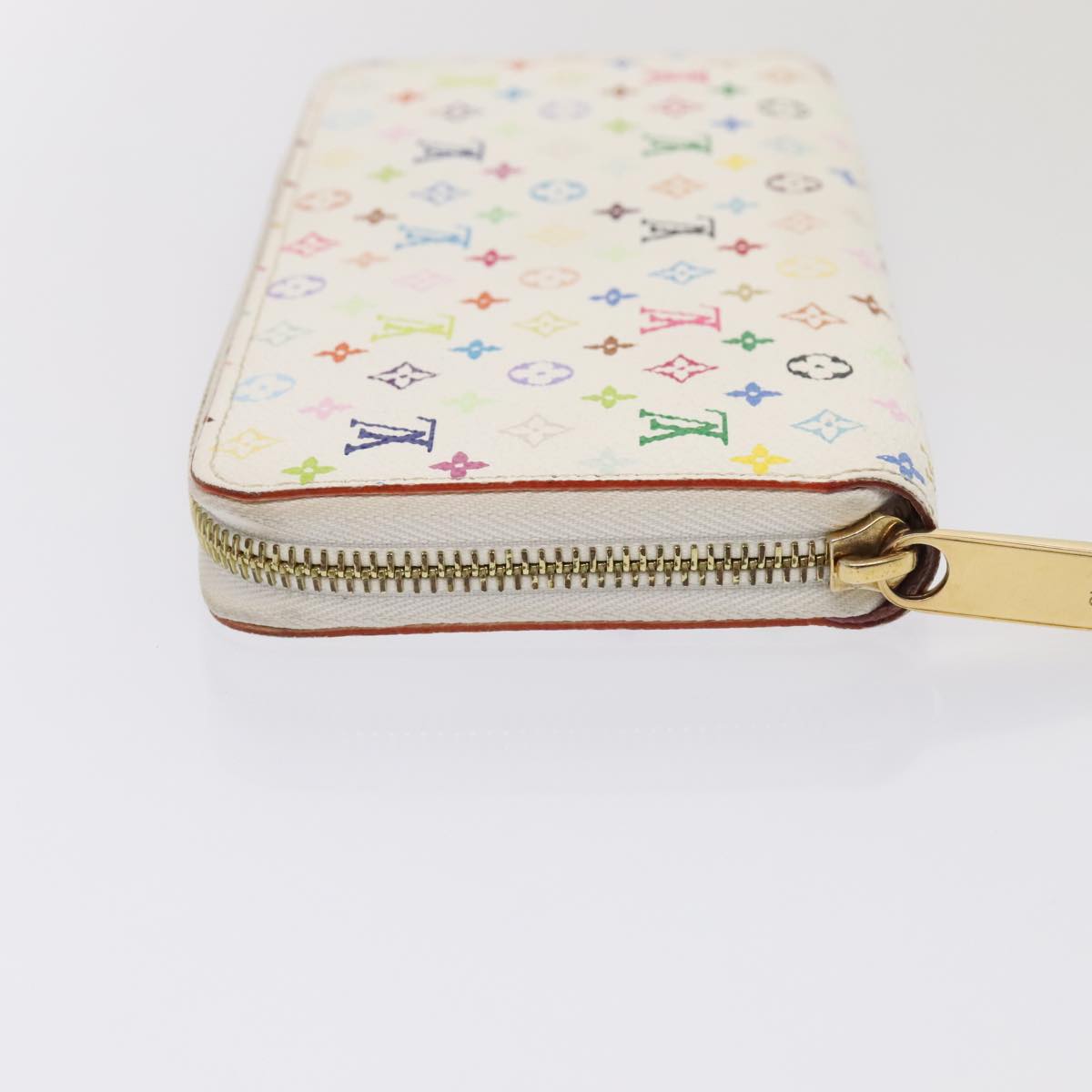 LOUIS VUITTON Monogram Multicolor Zippy Wallet White M60241 LV Auth 92281