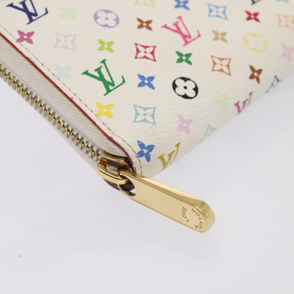 LOUIS VUITTON Monogram Multicolor Zippy Wallet White M60241 LV Auth 92281