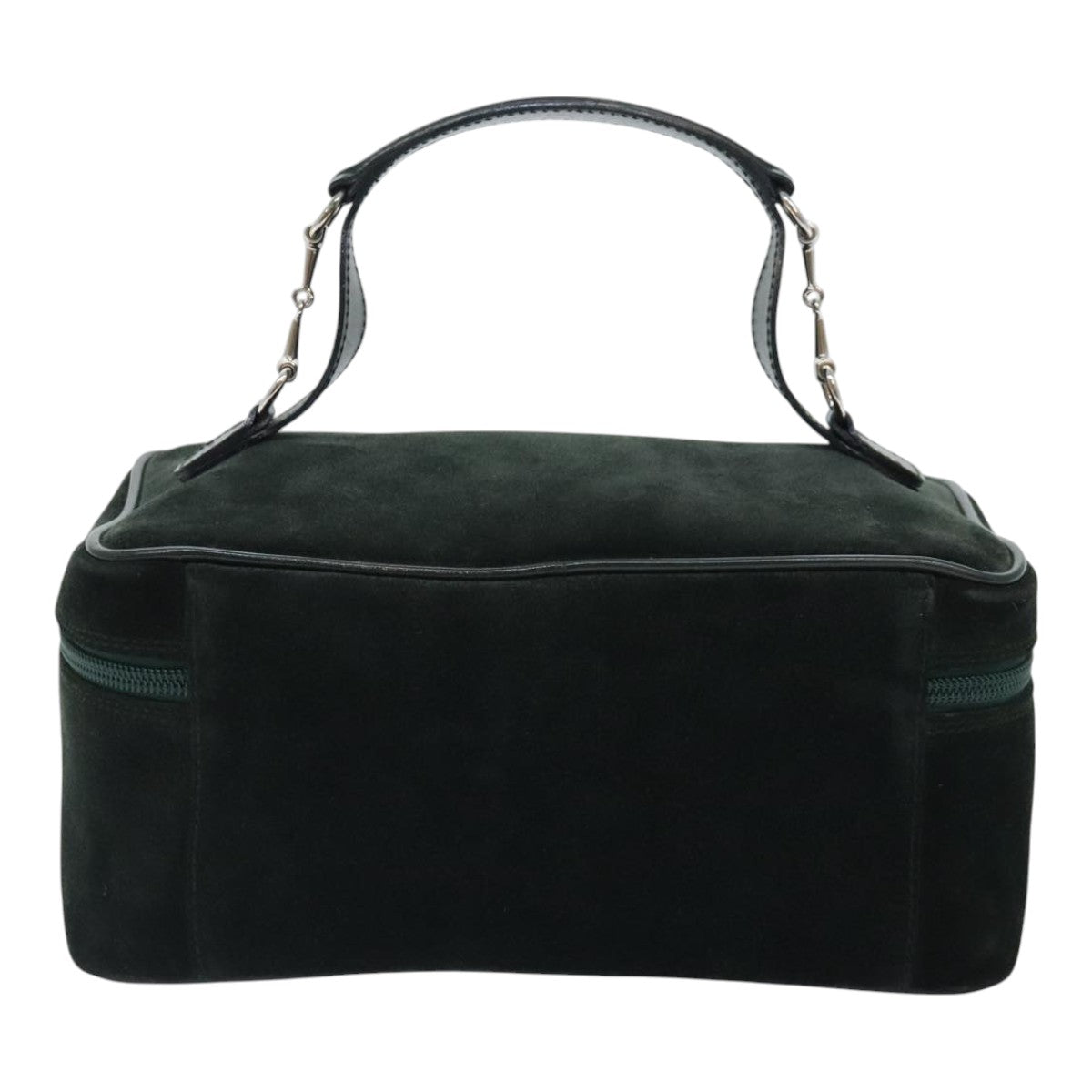 GUCCI Vanity Pouch Suede Green Silver 032 1705 0140 Auth 92325