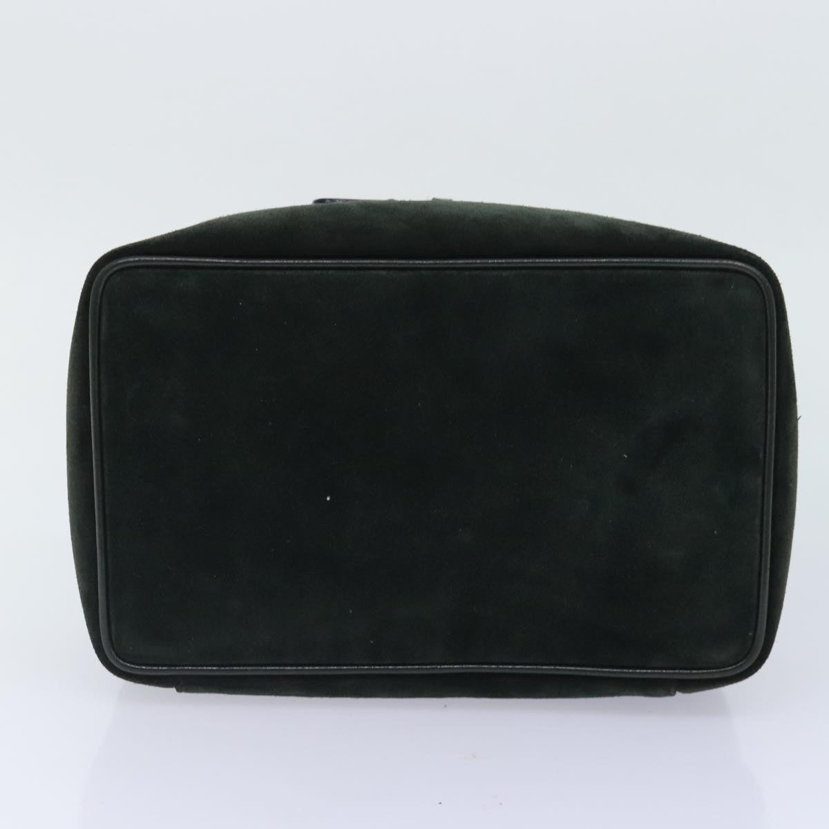 GUCCI Vanity Pouch Suede Green Silver 032 1705 0140 Auth 92325