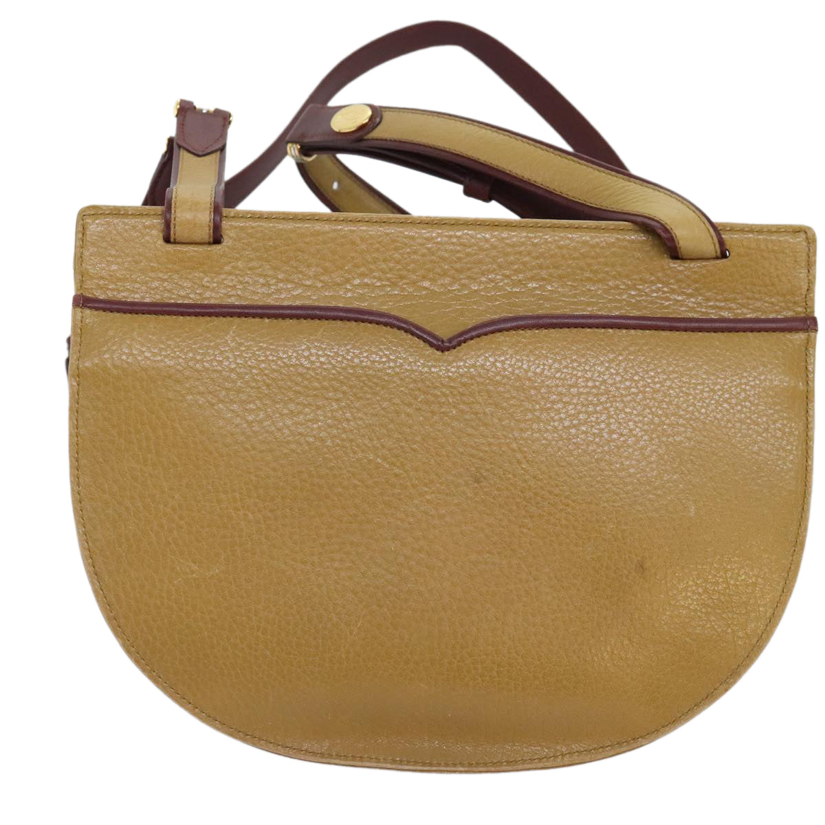 CARTIER Must Line Shoulder Bag Leather Yellow Gold Auth 92327