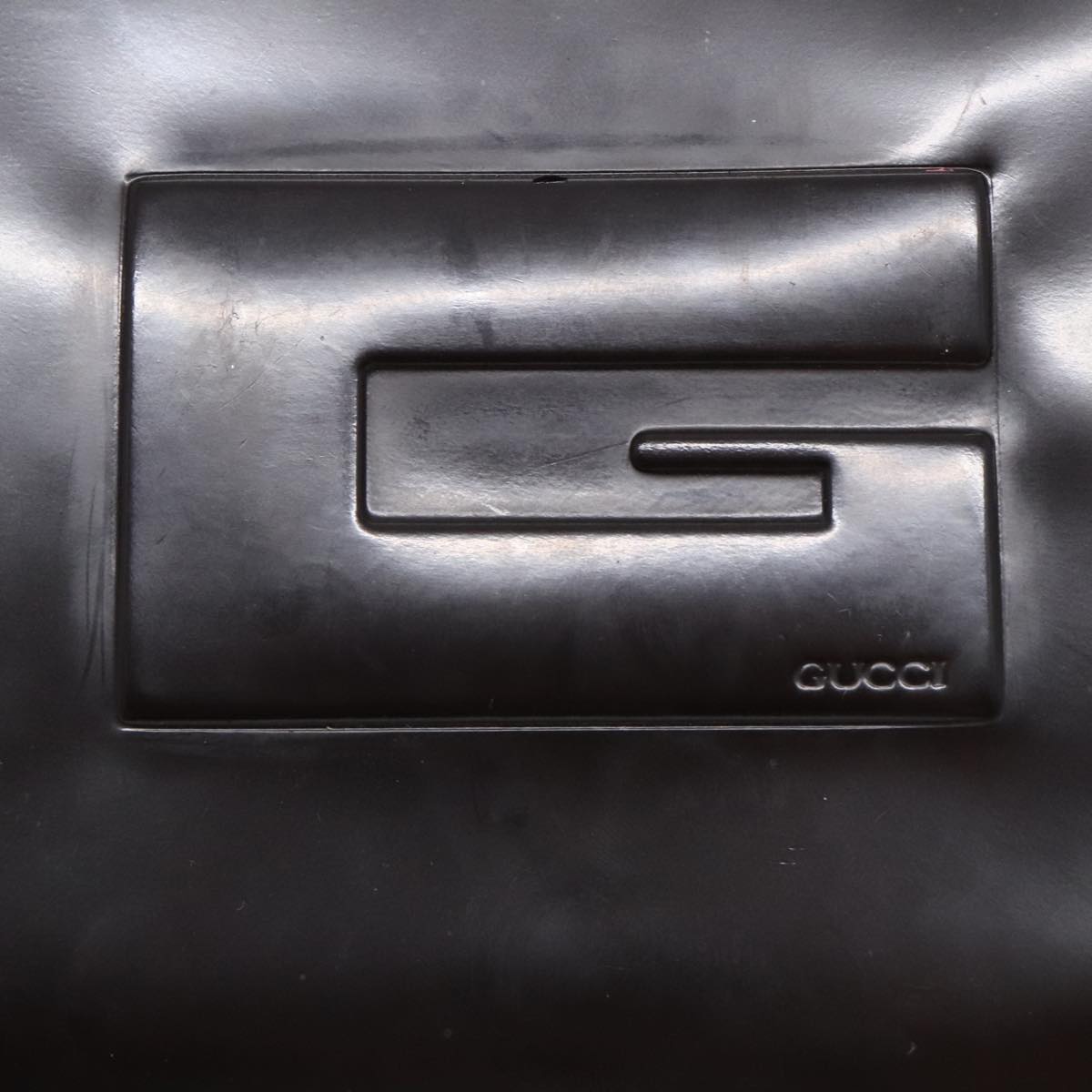 GUCCI Hand Bag Patent leather Black Silver 007 2002 Auth 92344