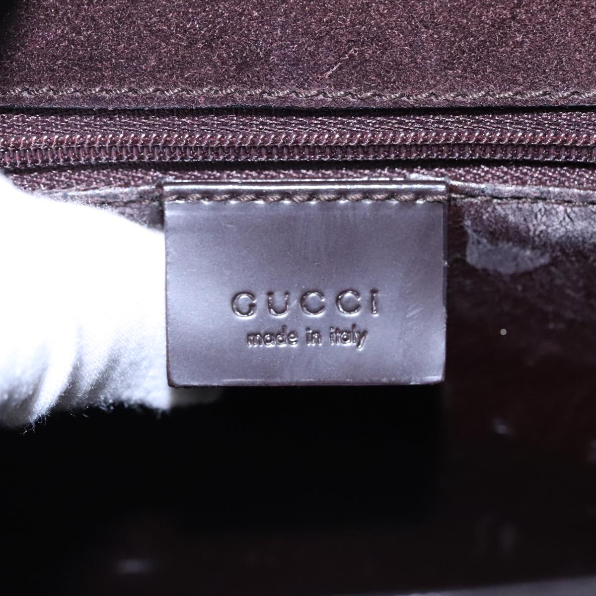 GUCCI Hand Bag Patent leather Black Silver 007 2002 Auth 92344