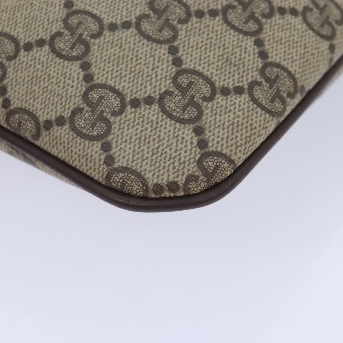 GUCCI GG Canvas Web Sherry Line Shoulder Bag PVC Leather Beige Green Auth 92419