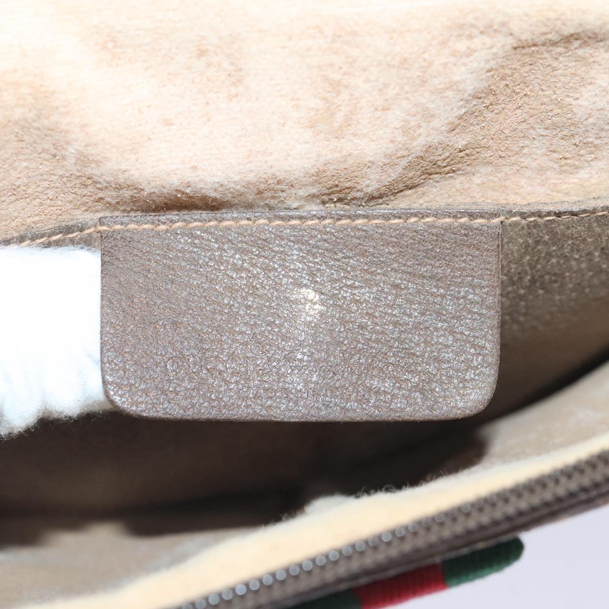 GUCCI GG Canvas Web Sherry Line Shoulder Bag PVC Leather Beige Green Auth 92419