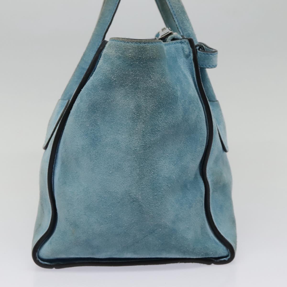 PRADA Hand Bag Suede 2way Blue Silver Auth 92428