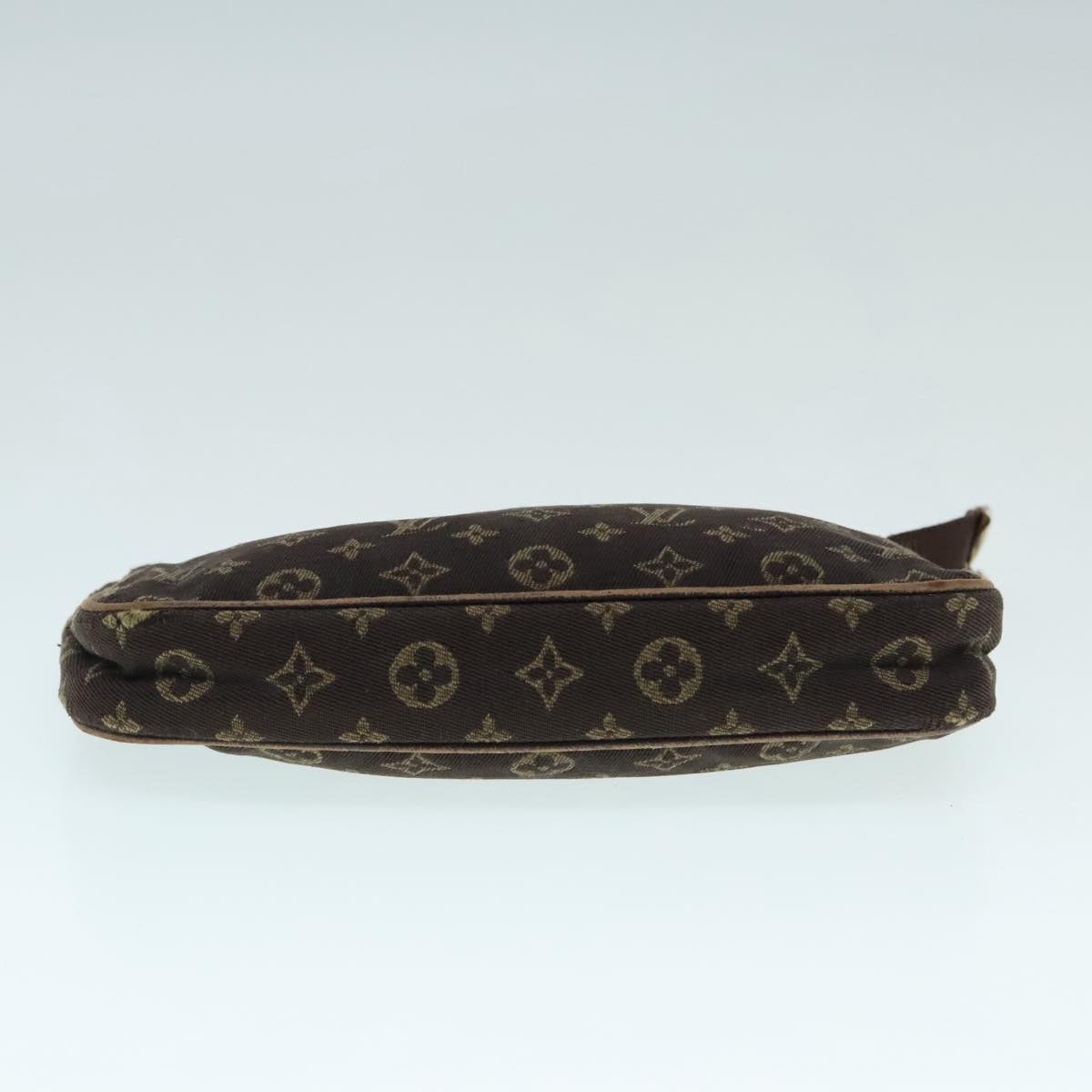 LOUIS VUITTON Monogram Mini Lin Bucket PM Pouch Brown Ebene M95226 LV Auth 92443