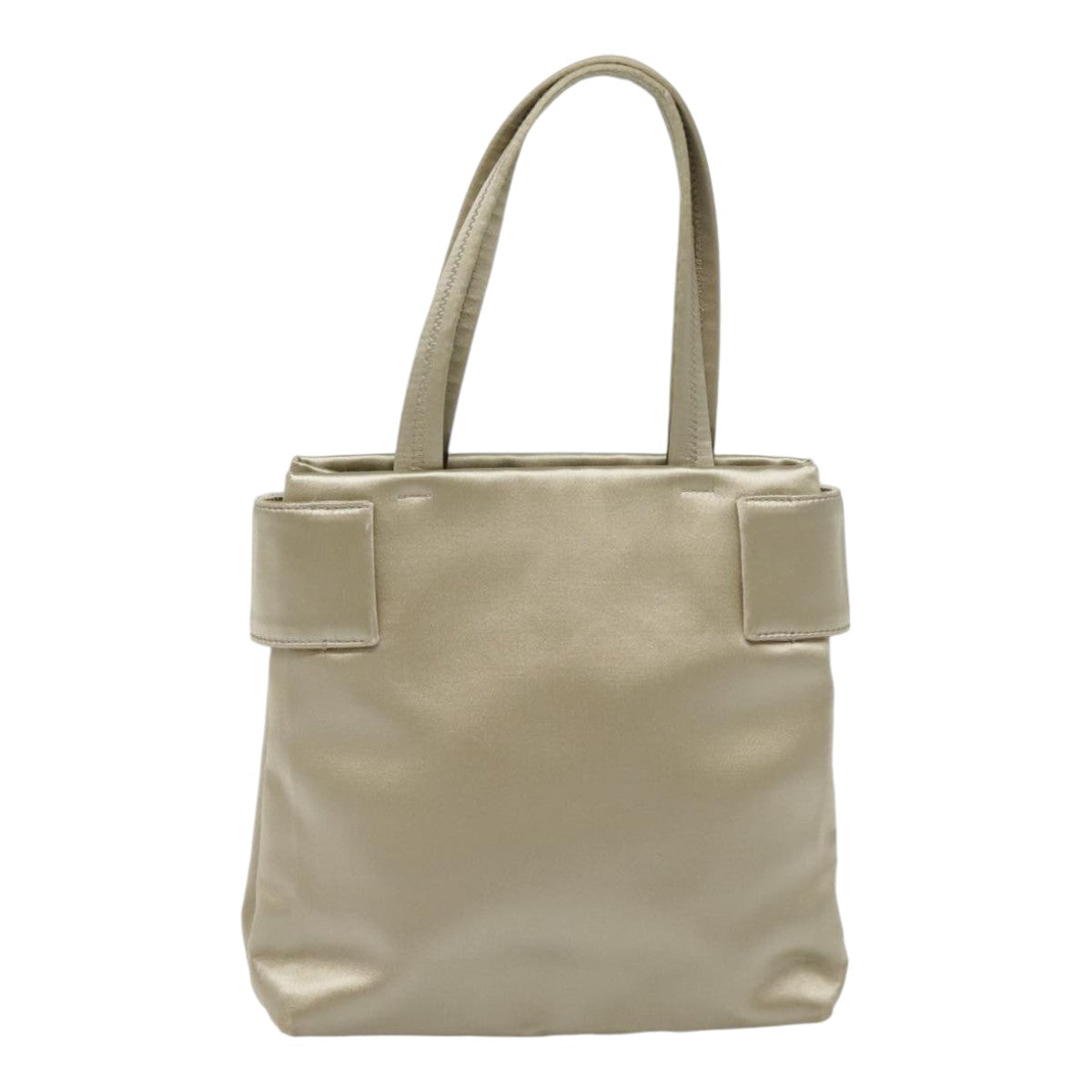 PRADA Hand Bag Satin Gold Silver Auth 92471