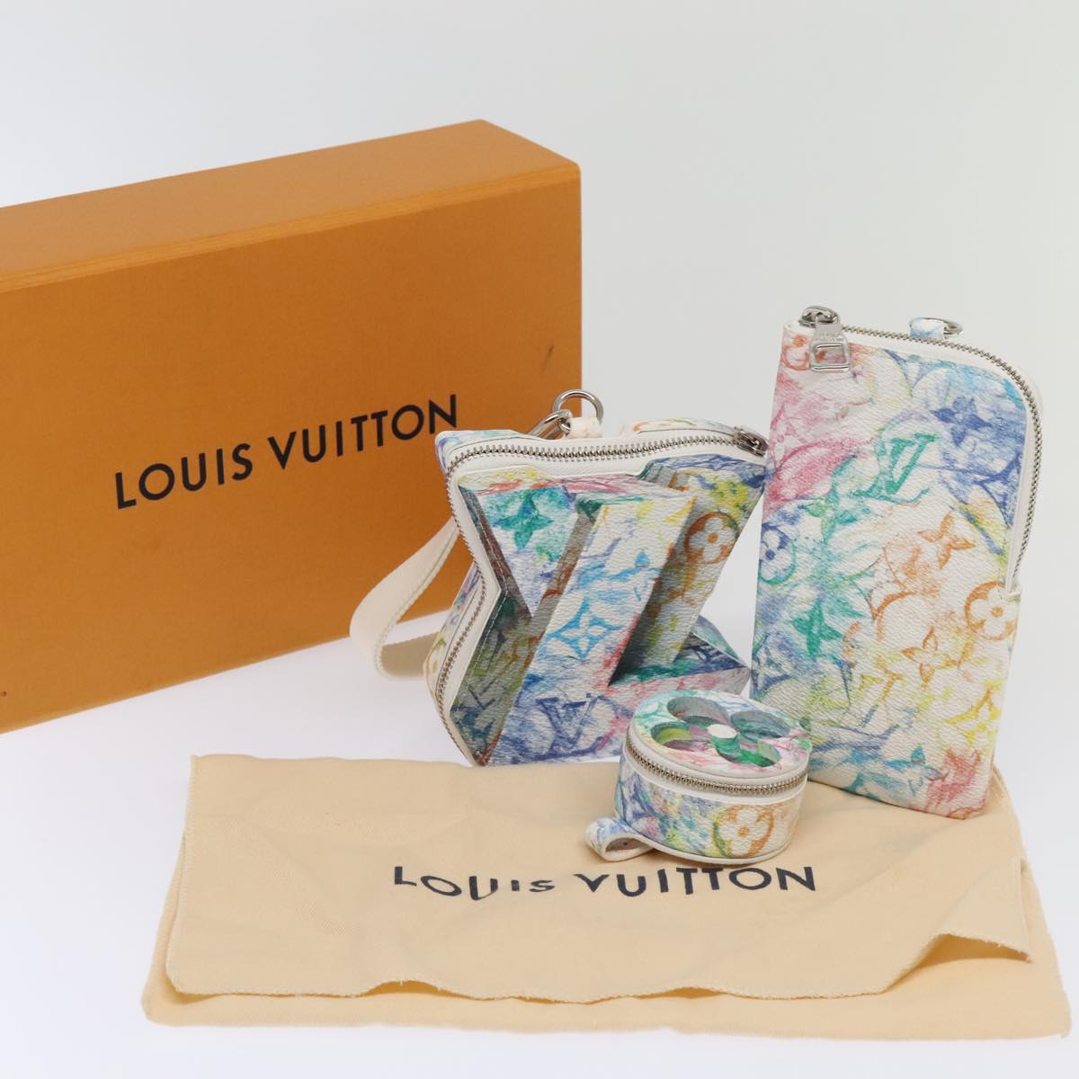 LOUIS VUITTON Monogram Pastel Colors LV Block Multicolor M57277 LV Auth 92530S