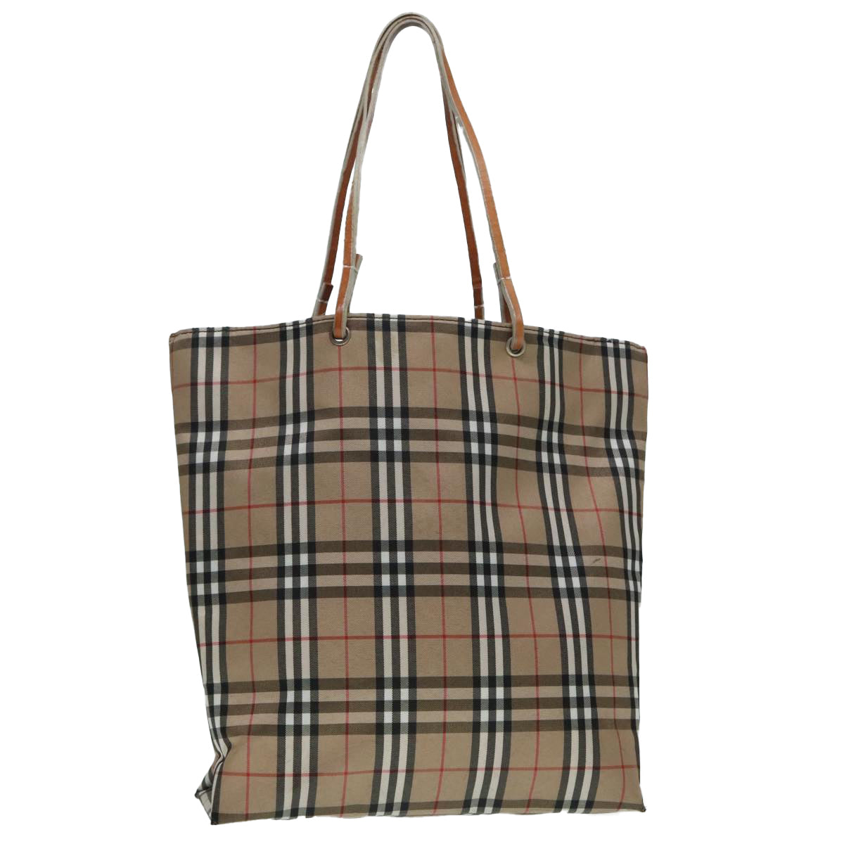 BURBERRY Nova Check Hand Bag Nylon Beige Auth 92562