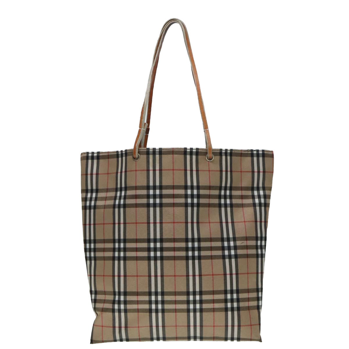 BURBERRY Nova Check Hand Bag Nylon Beige Auth 92562