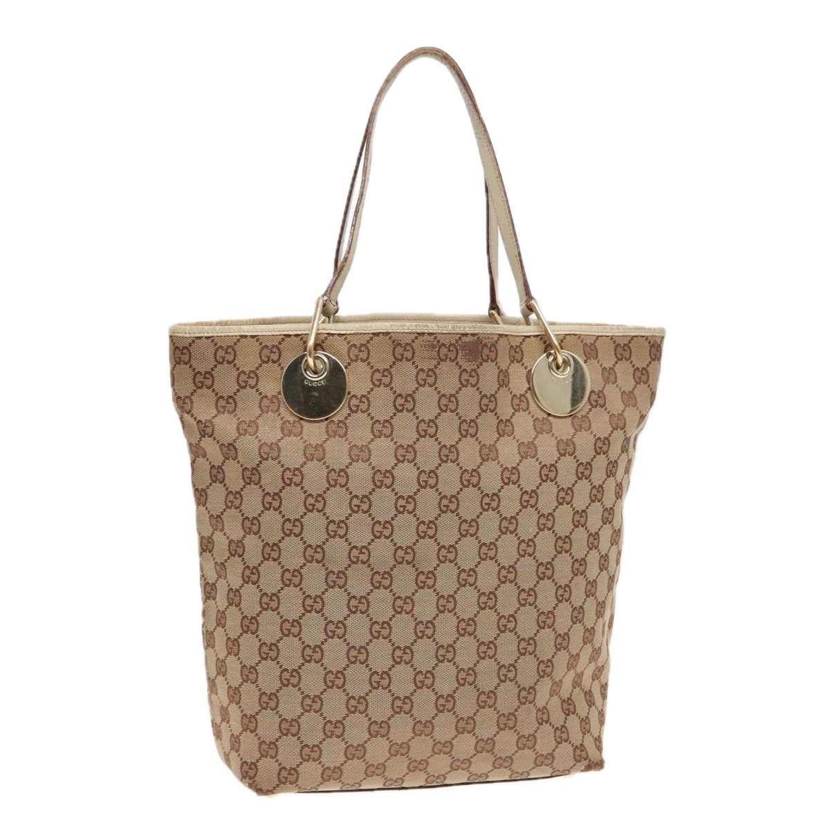 GUCCI GG Canvas Tote Bag Beige Auth 92603