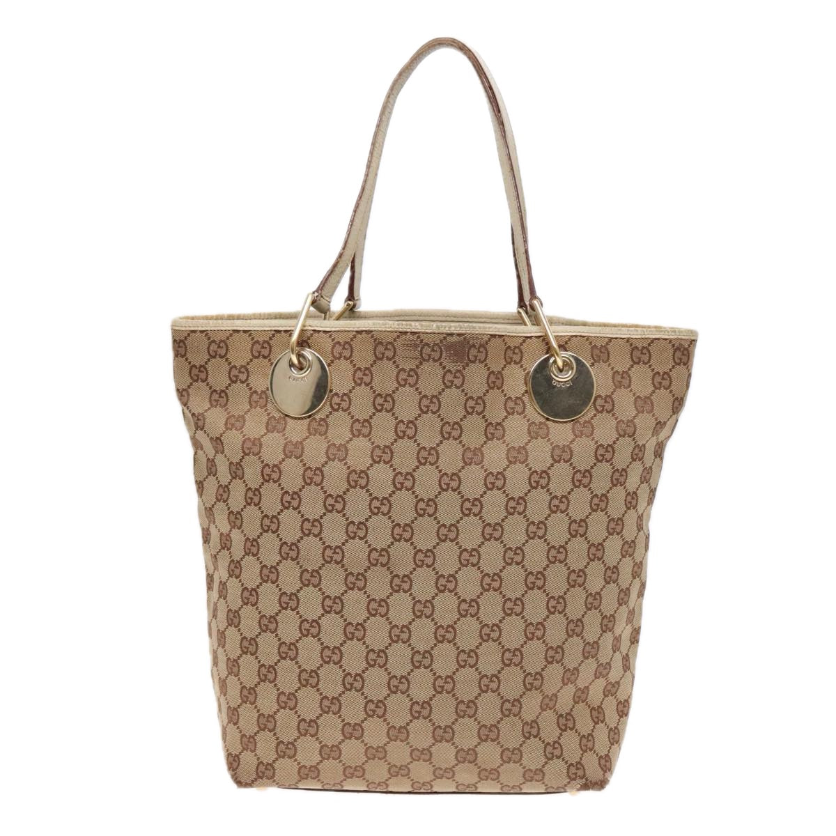 GUCCI GG Canvas Tote Bag Beige Auth 92603