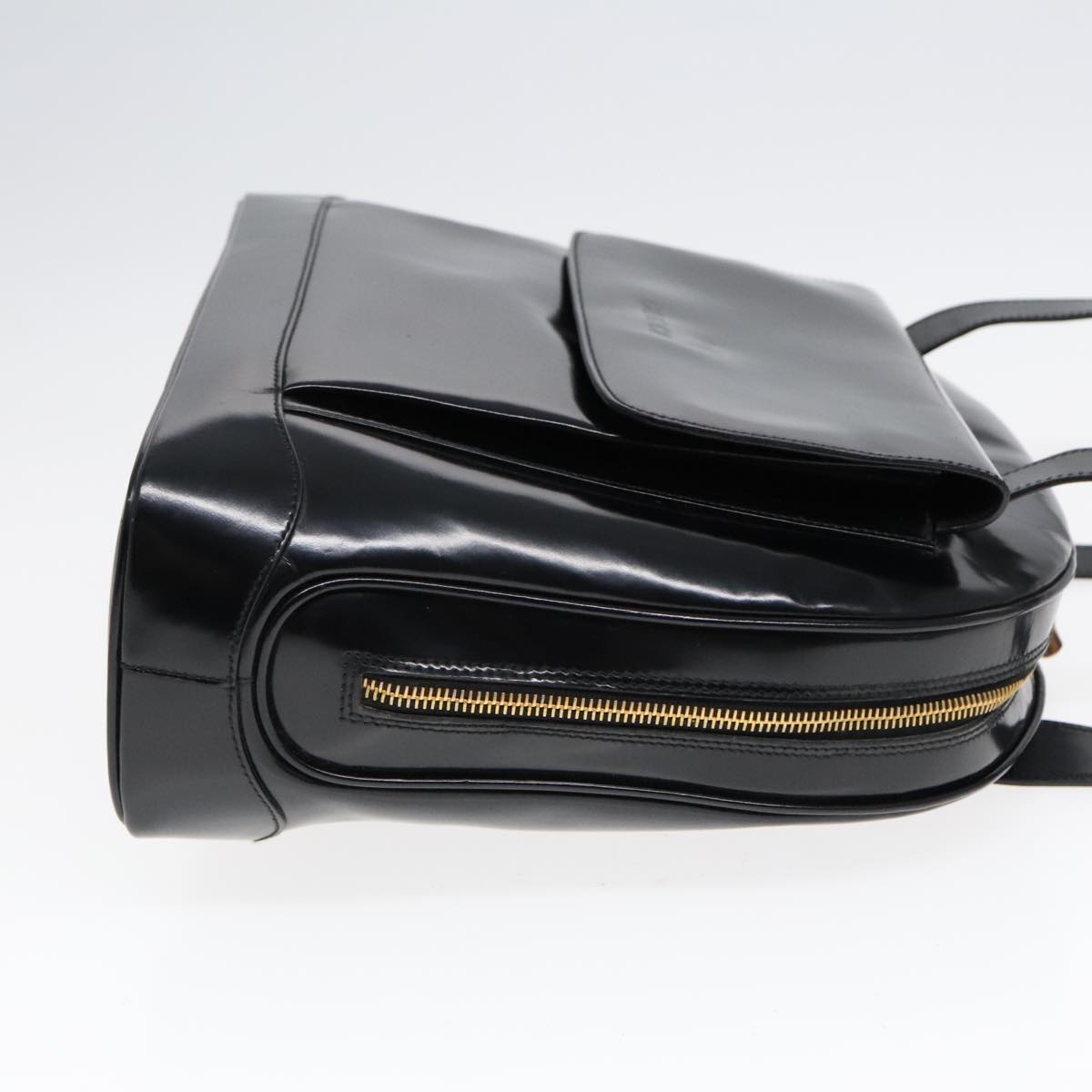 GUCCI Shoulder Bag Patent leather Black Gold 001 2214 1649 Auth 92605