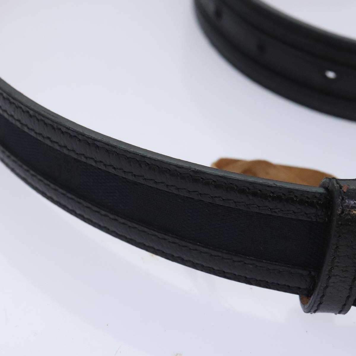 GUCCI Interlocking GG Canvas Belt 37.4"" Black 114874 Auth 92644