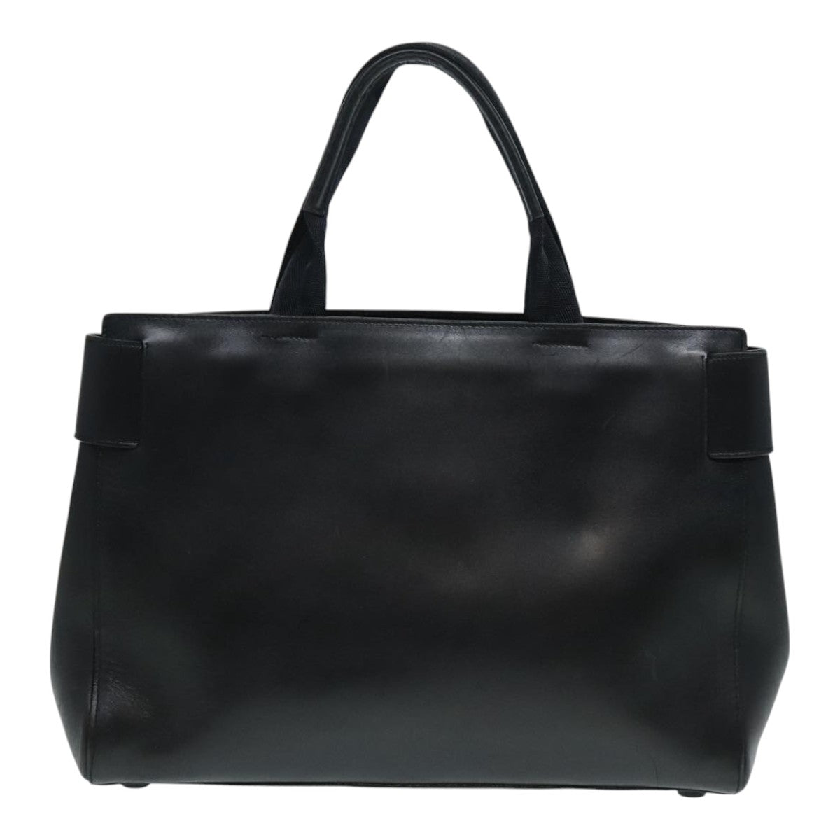 PRADA Hand Bag Leather Black Silver Auth 92650