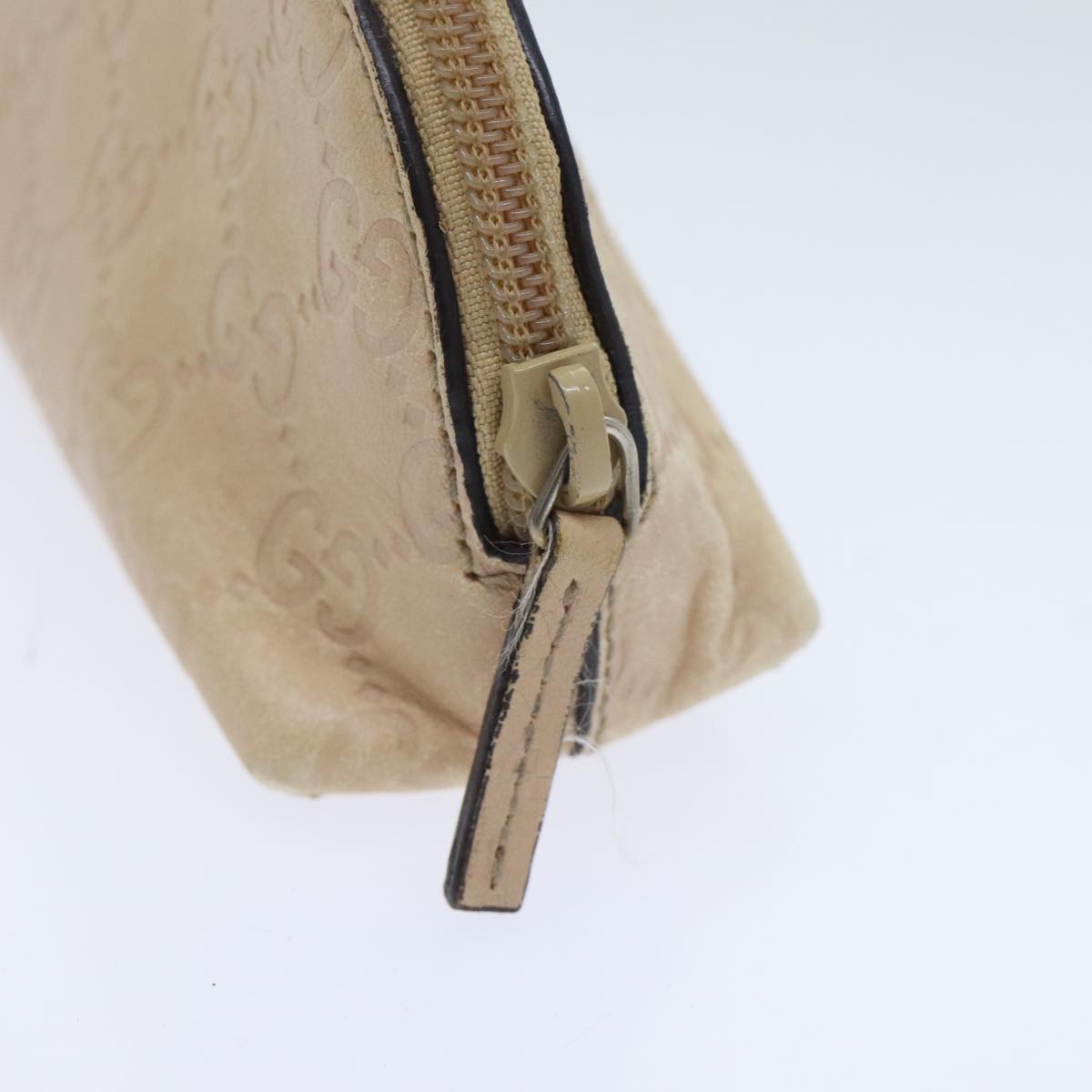 GUCCI GG Canvas Pouch Leather Outlet Beige Gold 272367 Auth 92704