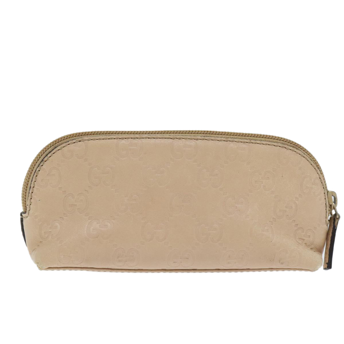 GUCCI GG Canvas Pouch Leather Outlet Beige Gold 272367 Auth 92704