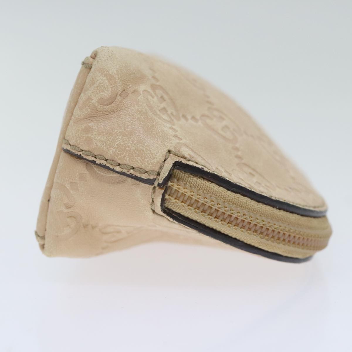 GUCCI GG Canvas Pouch Leather Outlet Beige Gold 272367 Auth 92704