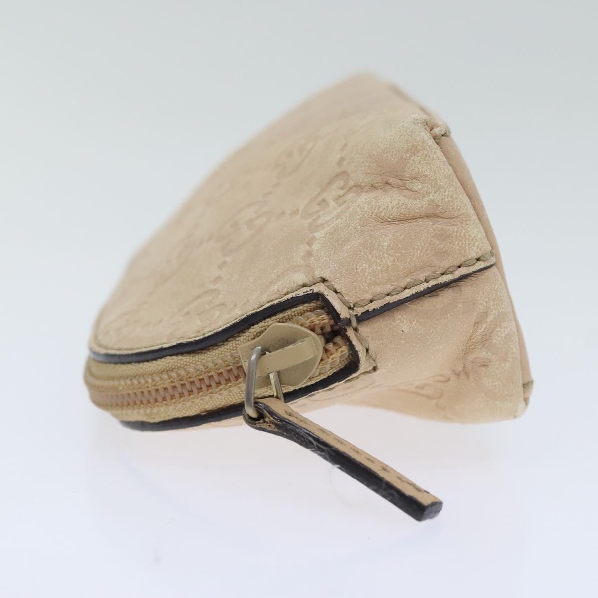 GUCCI GG Canvas Pouch Leather Outlet Beige Gold 272367 Auth 92704