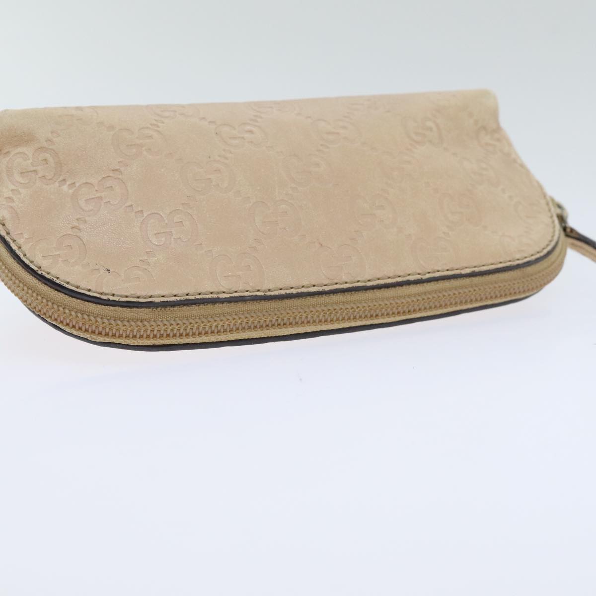 GUCCI GG Canvas Pouch Leather Outlet Beige Gold 272367 Auth 92704