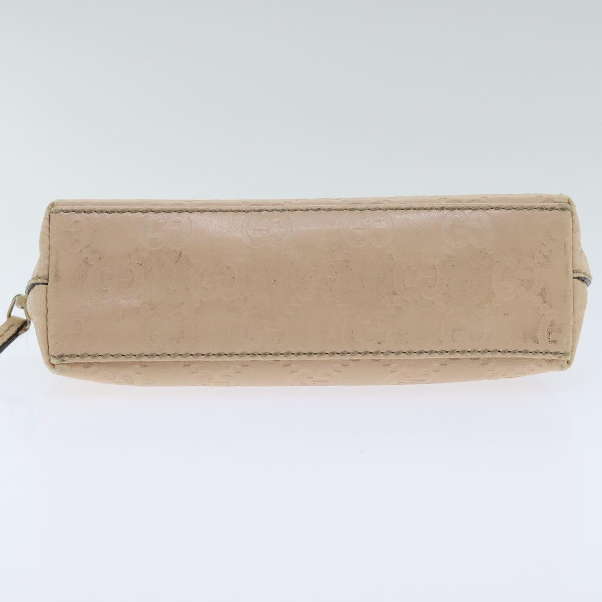 GUCCI GG Canvas Pouch Leather Outlet Beige Gold 272367 Auth 92704