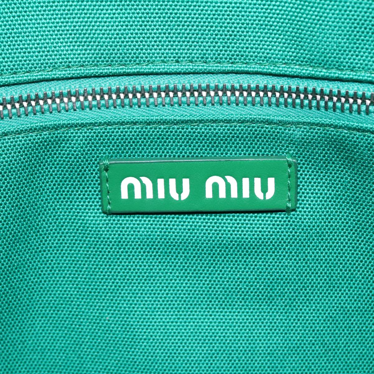 Miu Miu Canapa Hand Bag Canvas 2way Green Silver Auth 92722