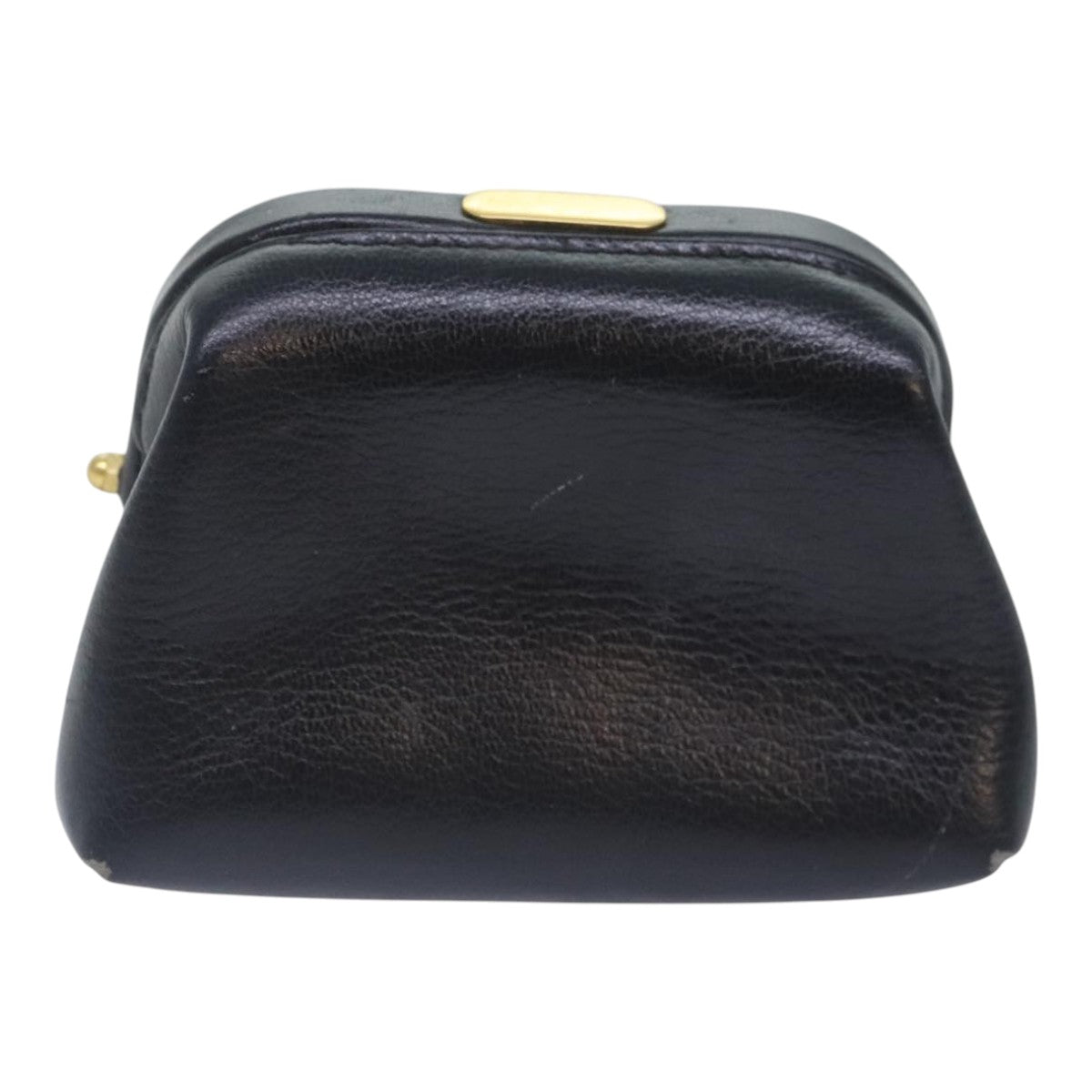 Salvatore Ferragamo Coin Purse Leather Black Gold Auth 92724