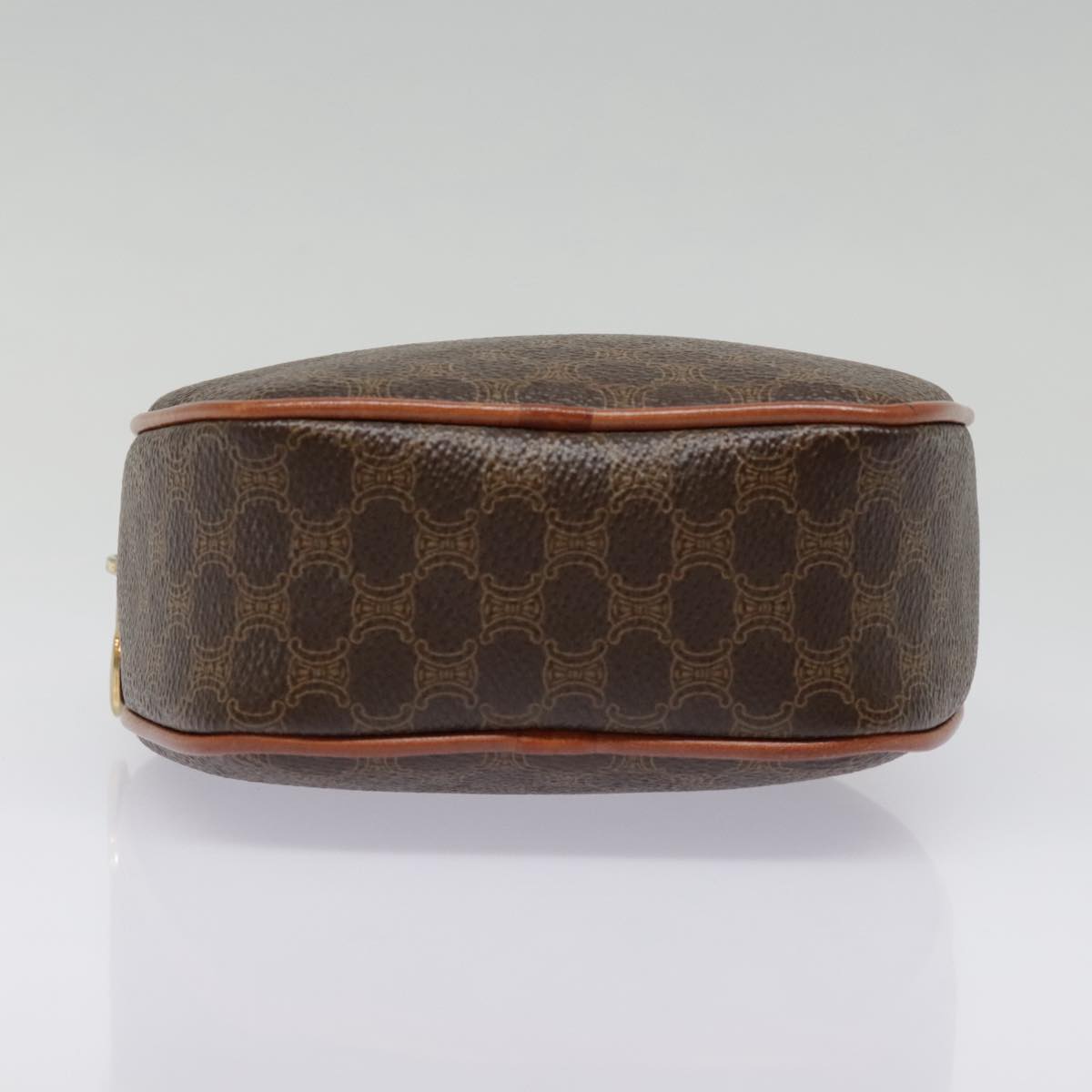 CELINE Macadam Canvas Shoulder Bag PVC Leather Brown Gold Auth 92725V