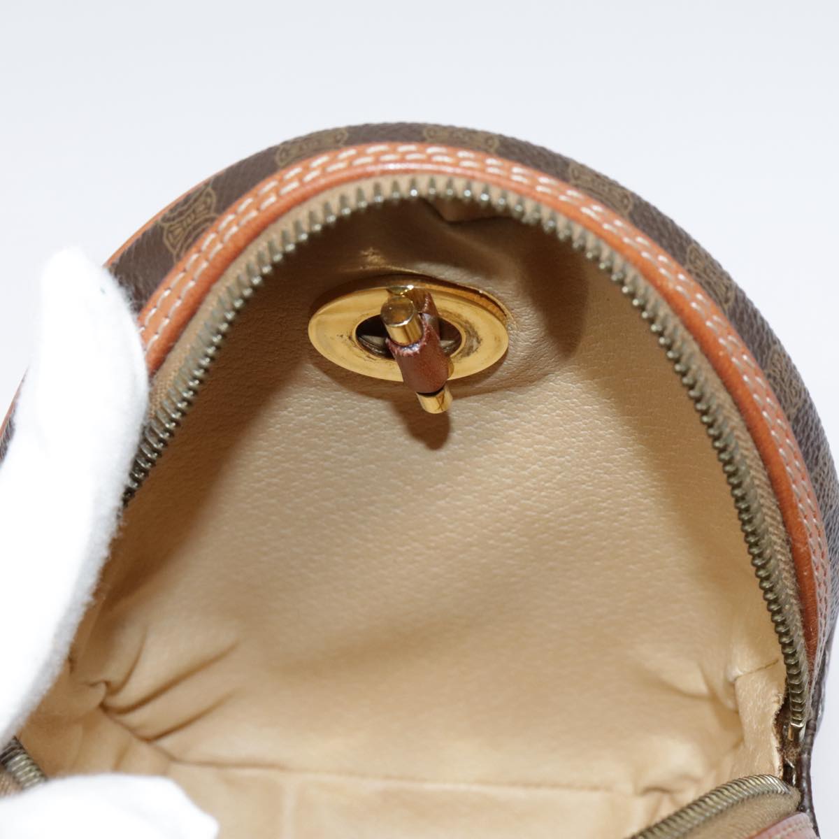 CELINE Macadam Canvas Shoulder Bag PVC Leather Brown Gold Auth 92725V