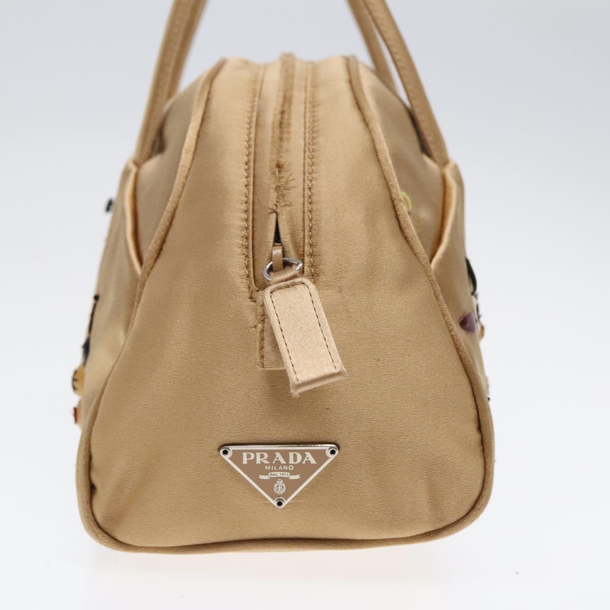 PRADA Pouch Satin Gold Auth 92767