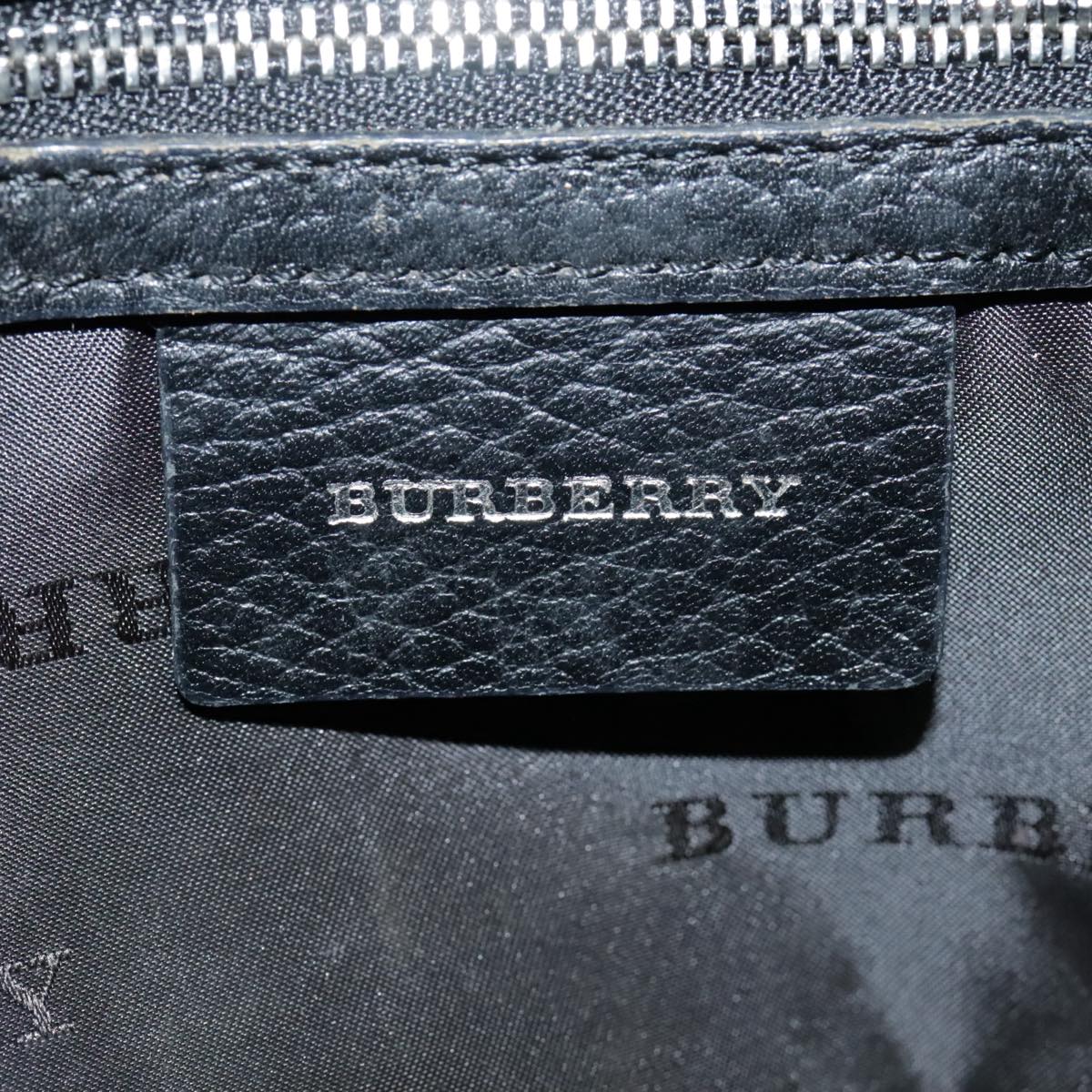 BURBERRY Nova Check Hand Bag Canvas Beige Silver black Auth 92803