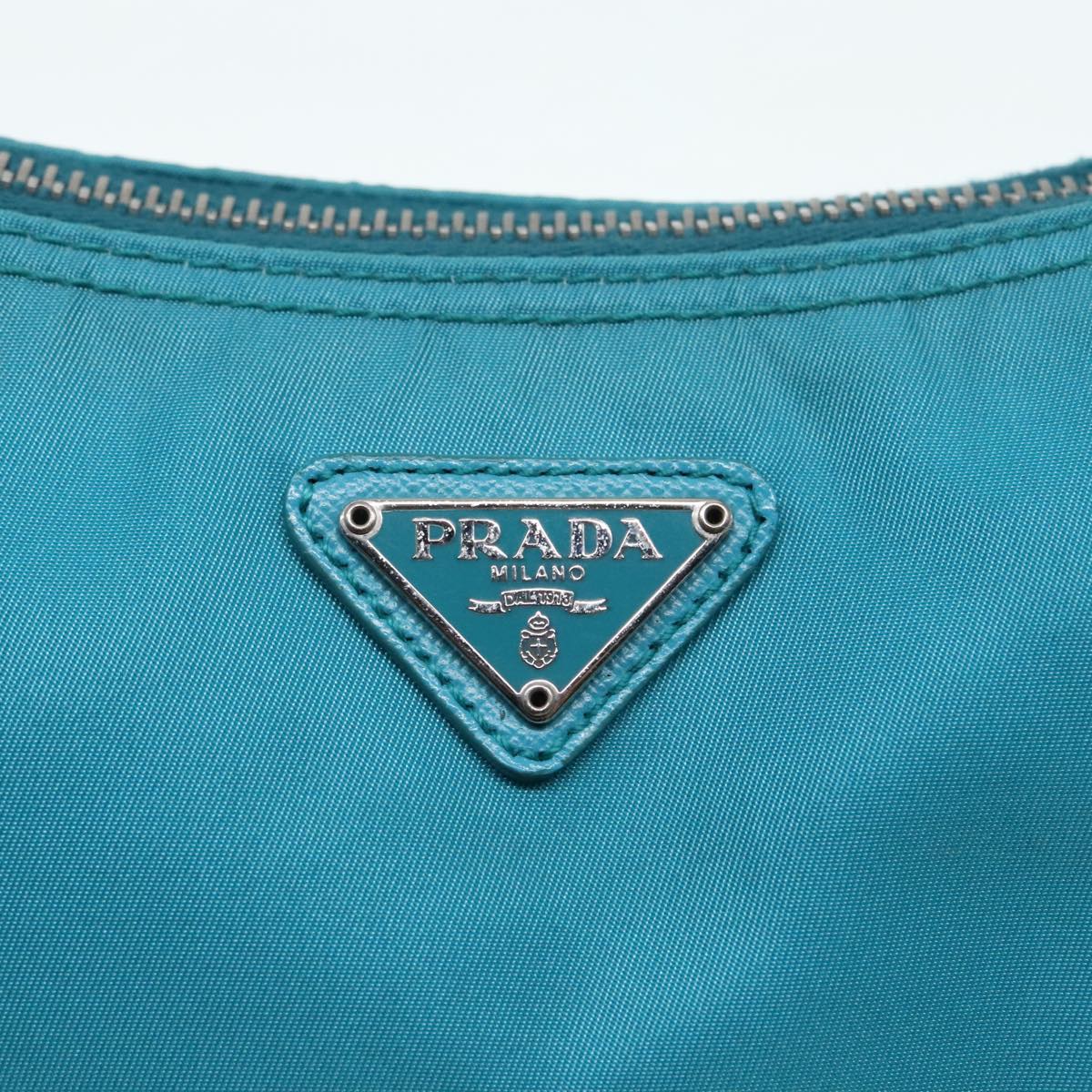 PRADA Accessory Pouch Nylon Blue Silver Auth 92805