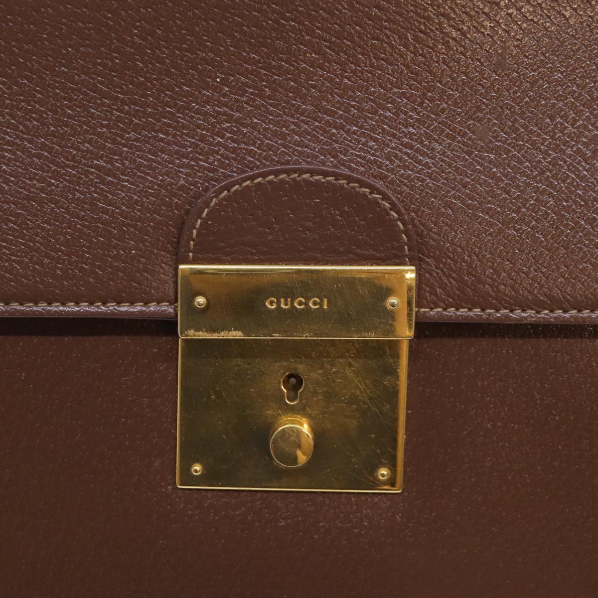 GUCCI Hand Bag Leather 2way Brown Gold 000 122 0314 Auth 92820