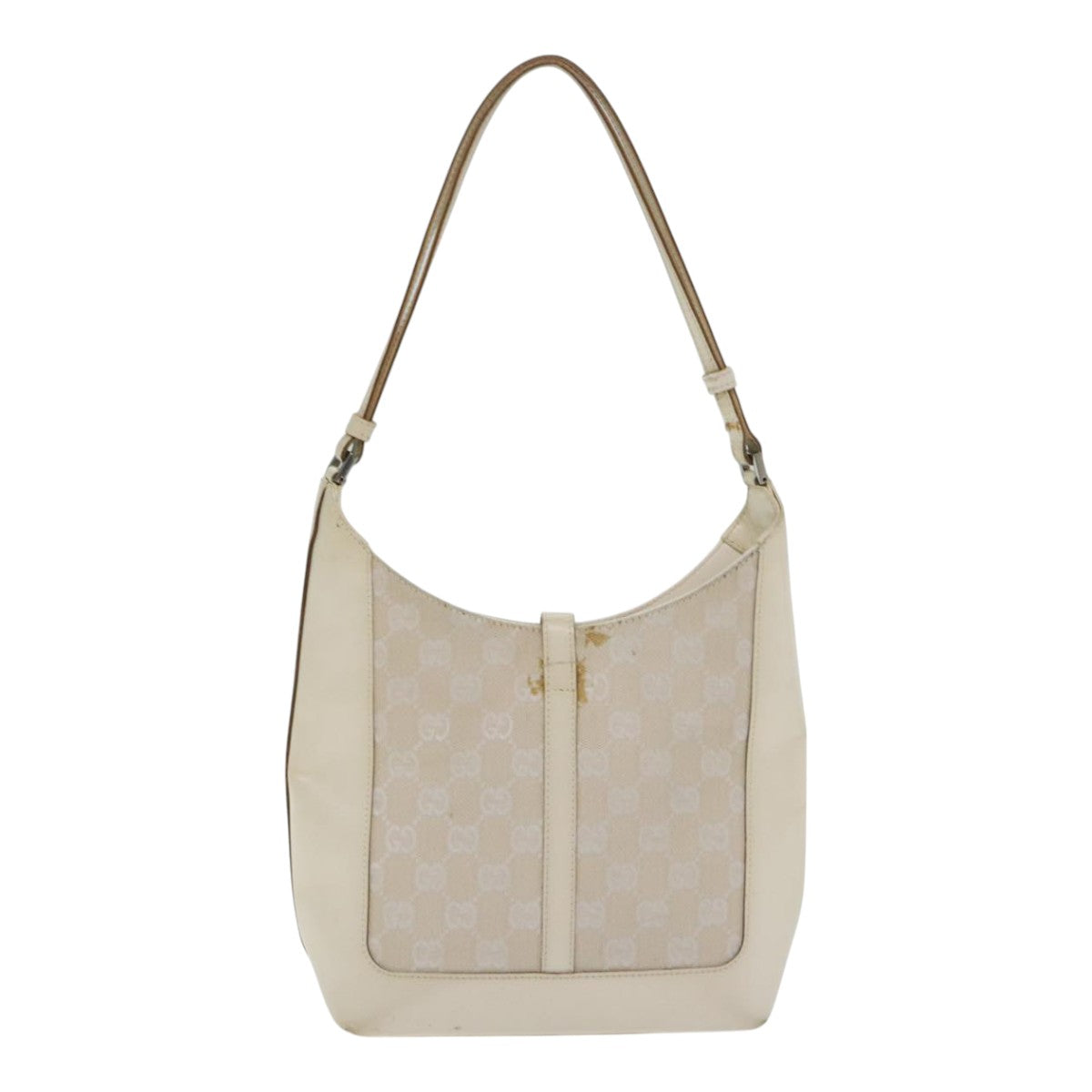 GUCCI GG Canvas Jackie Hand Bag White Silver 001 3876 Auth 92852