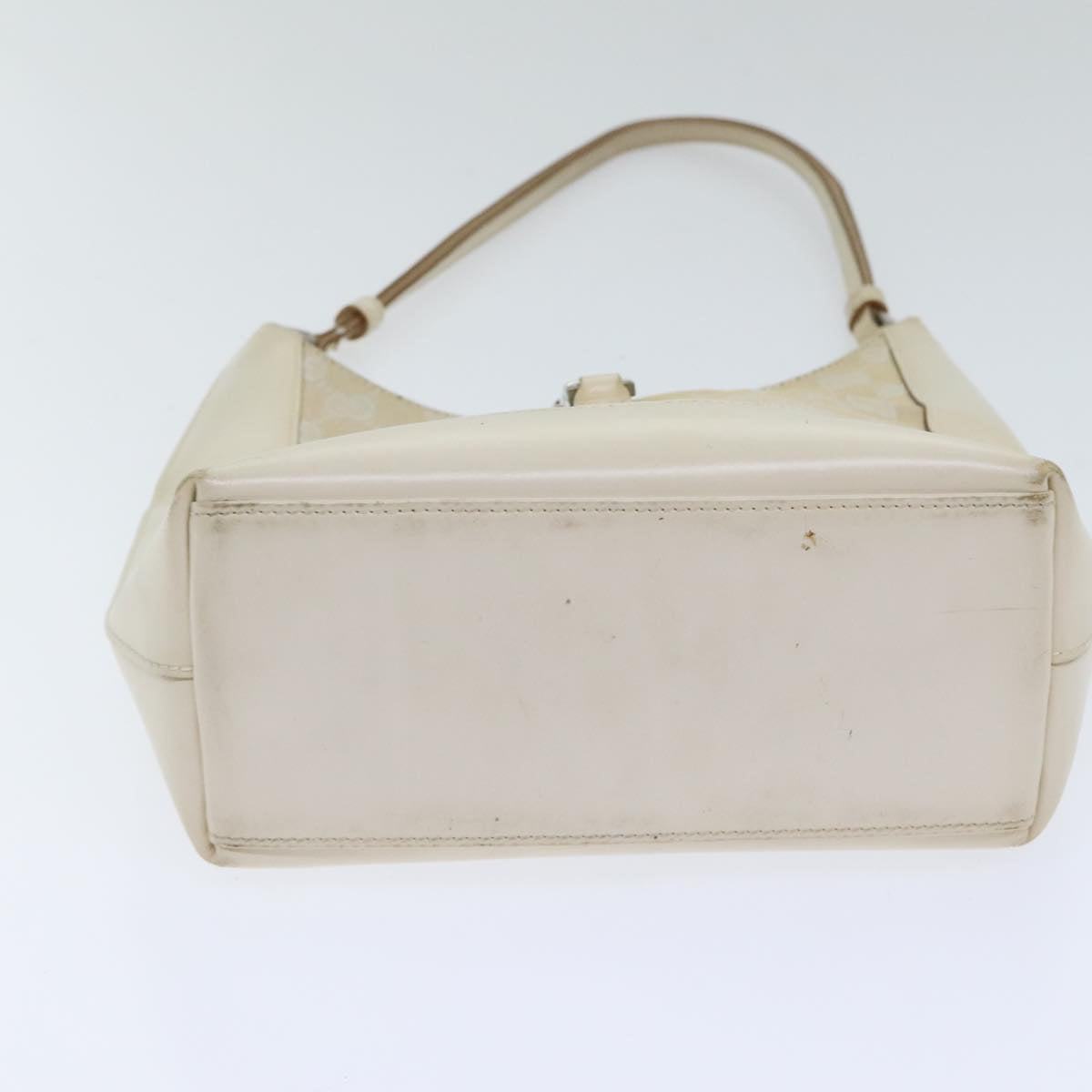 GUCCI GG Canvas Jackie Hand Bag White Silver 001 3876 Auth 92852