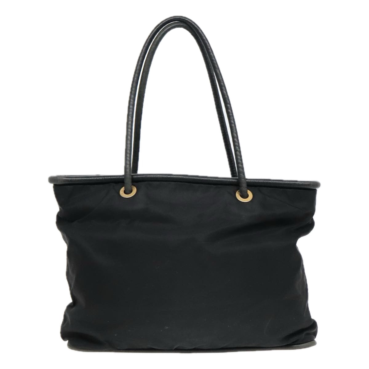 CELINE Tote Bag Nylon Black Gold Auth 92857