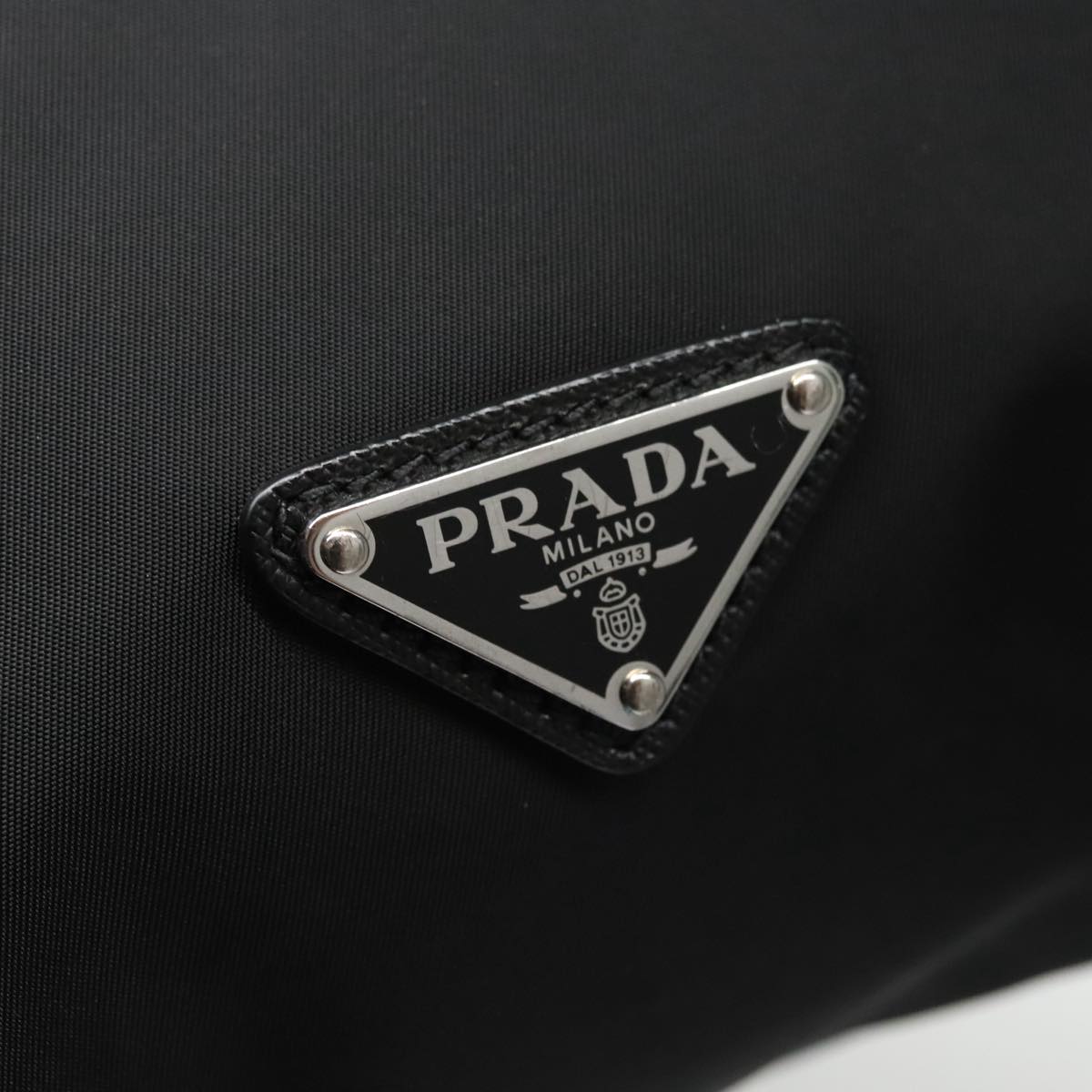 PRADA Backpack Nylon Leather Black Blue Silver Auth 92876