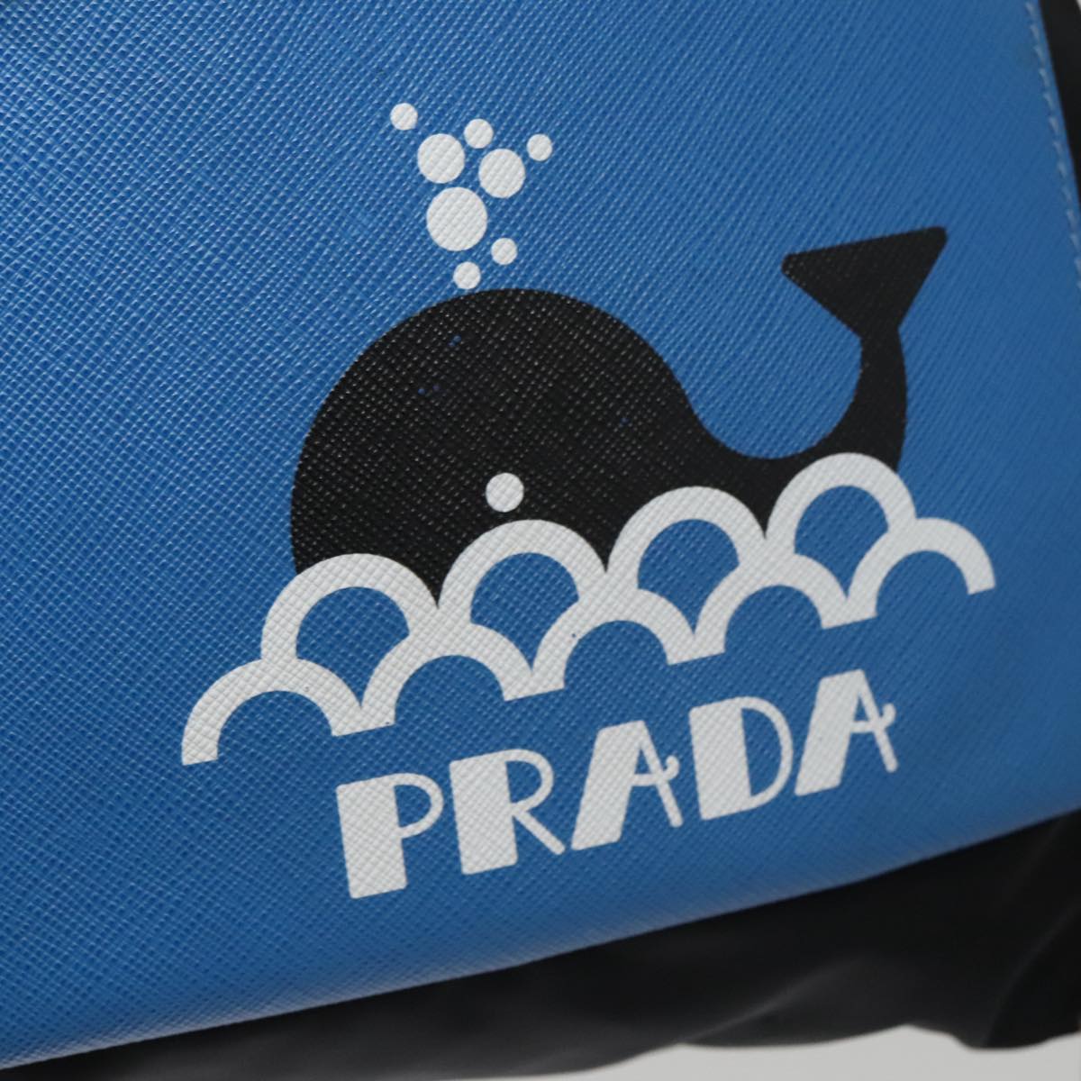 PRADA Backpack Nylon Leather Black Blue Silver Auth 92876