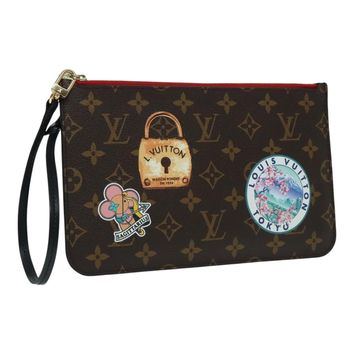 LOUIS VUITTON Monogram World Tour Neverfull MM Pouch M42844 LV Auth 92896