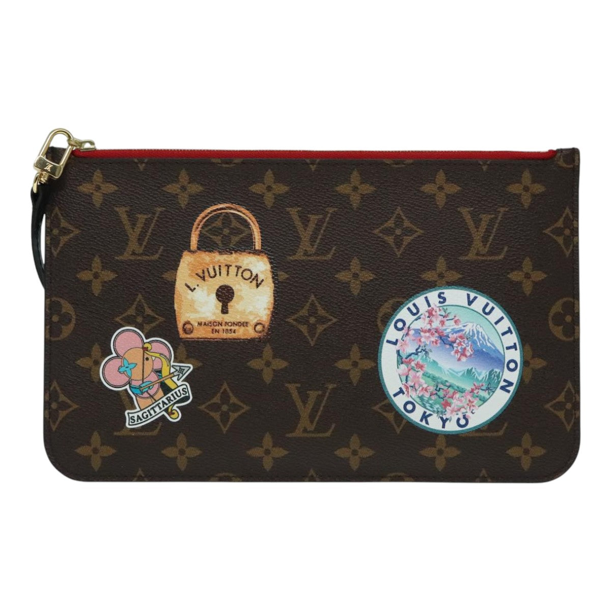 LOUIS VUITTON Monogram World Tour Neverfull MM Pouch M42844 LV Auth 92896