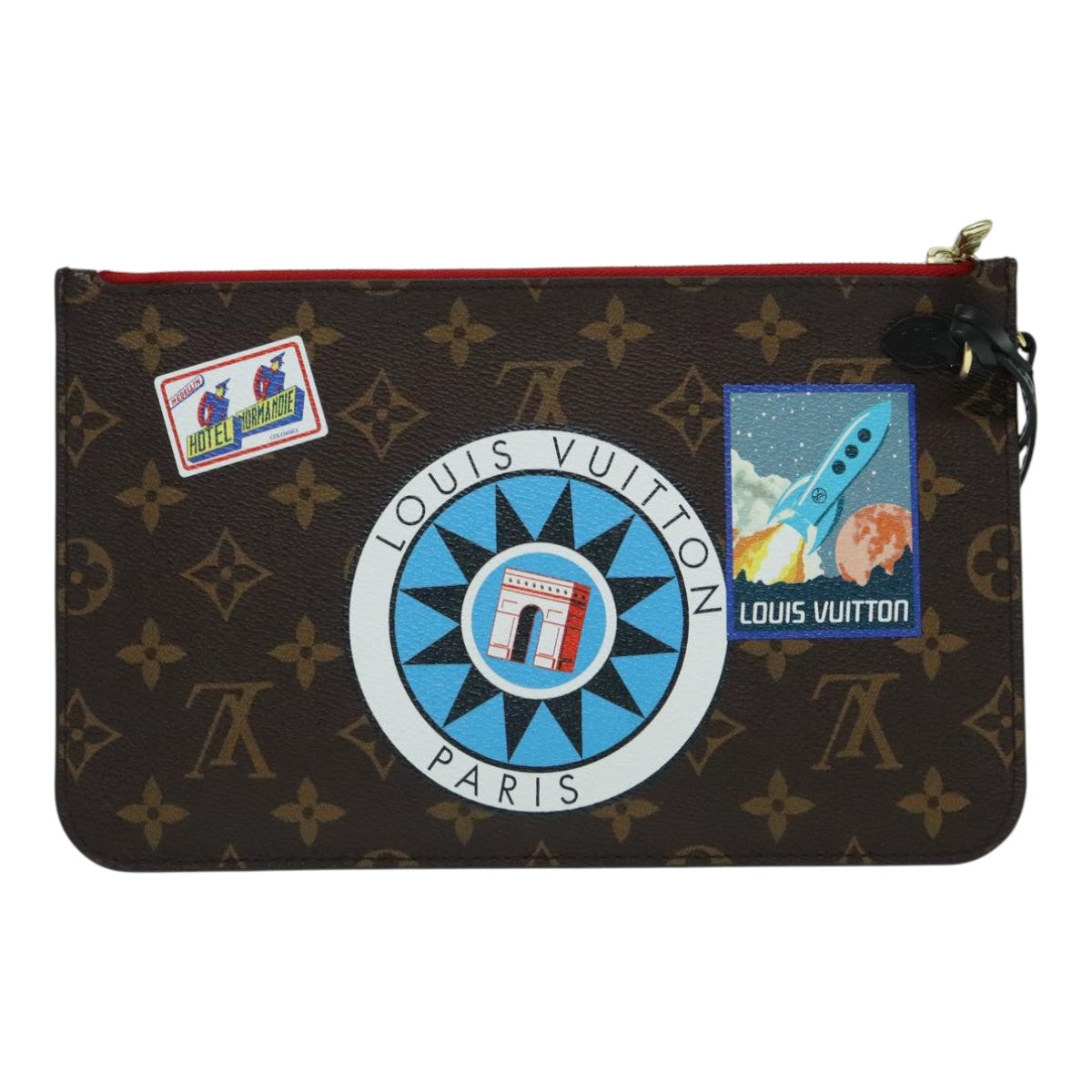 LOUIS VUITTON Monogram World Tour Neverfull MM Pouch M42844 LV Auth 92896