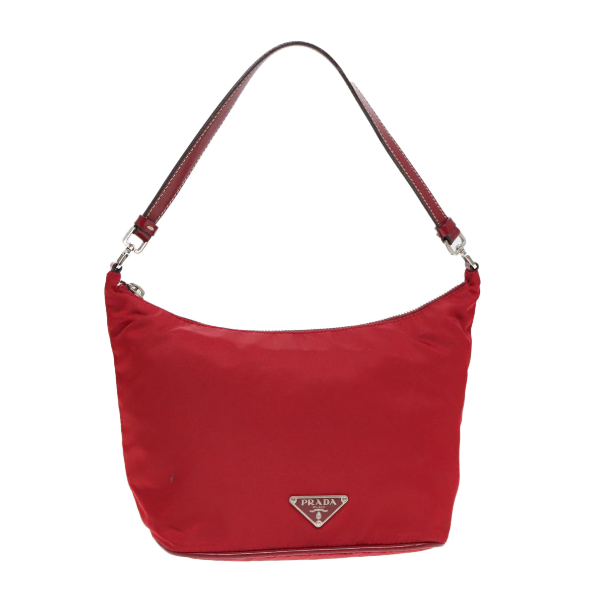 PRADA Accessory Pouch Nylon Red Silver Auth 92906